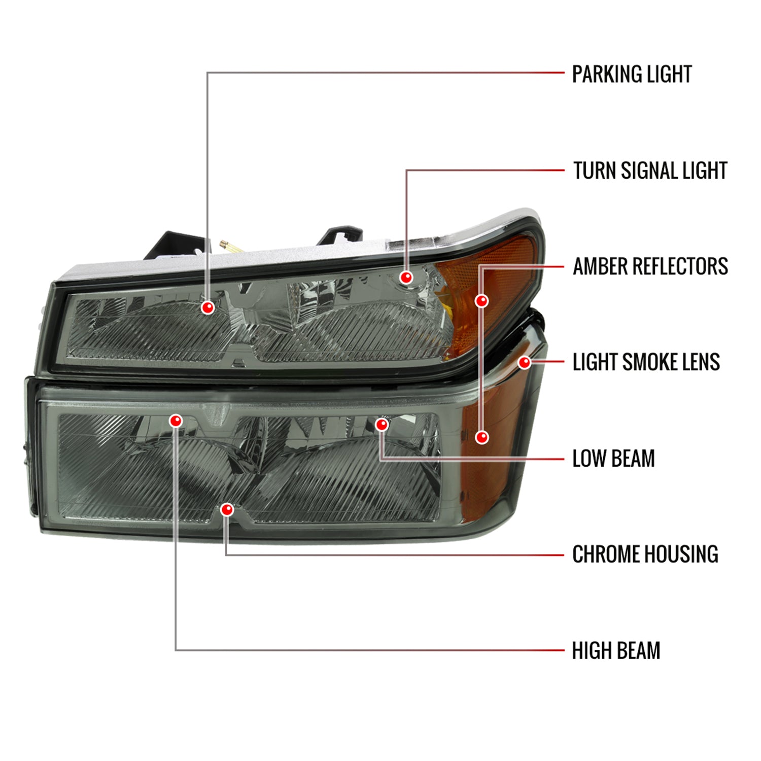 2004-2012 Chevy Colorado /Canyon Isuzu I-Series Headlights Chrome/Light Smoke