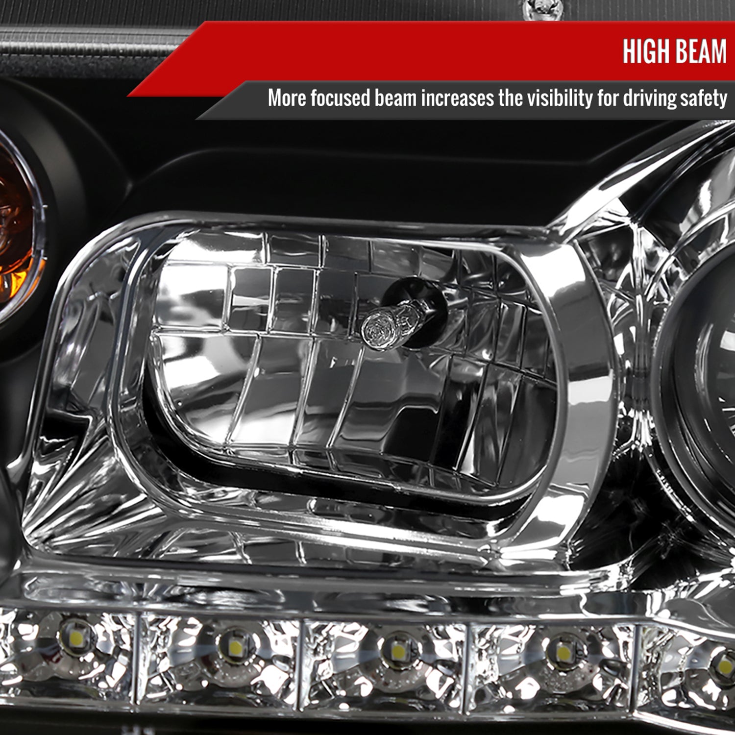 1999-2004 VW Jetta/Bora Projector Headlights R8 LED Light Strip Matt Black