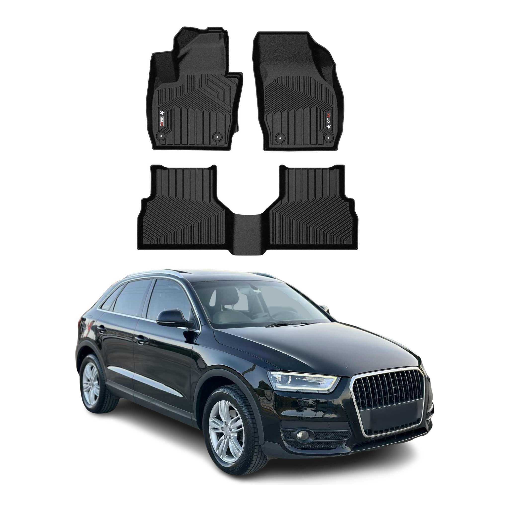 2013-2018 Audi Q3 Premium Floor Mats Liners First and Second Row Set Black