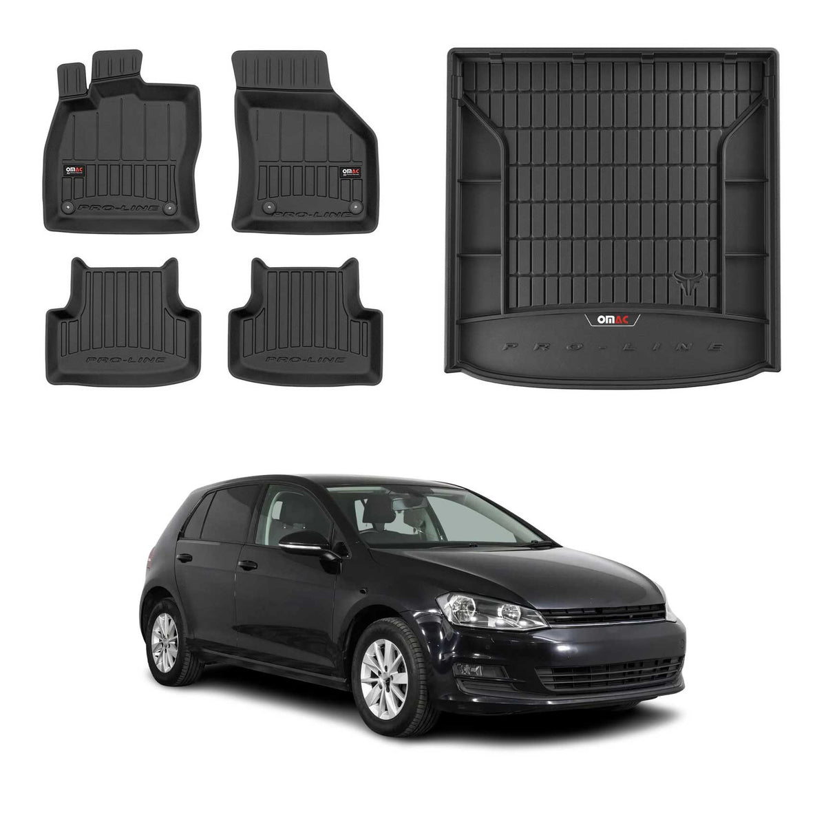 OMAC Floor Mats & Cargo Liners for VW Golf SportWagen Mk7 2015-2019 Upper Trunk