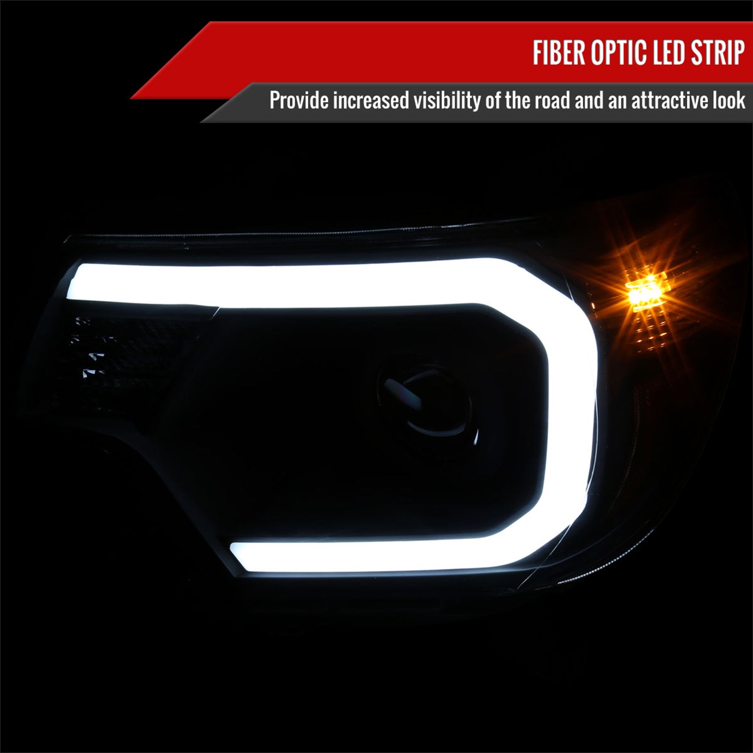 2012-2015 Toyota Tacoma LED CBar Projector Headlights LED Parking Light Black