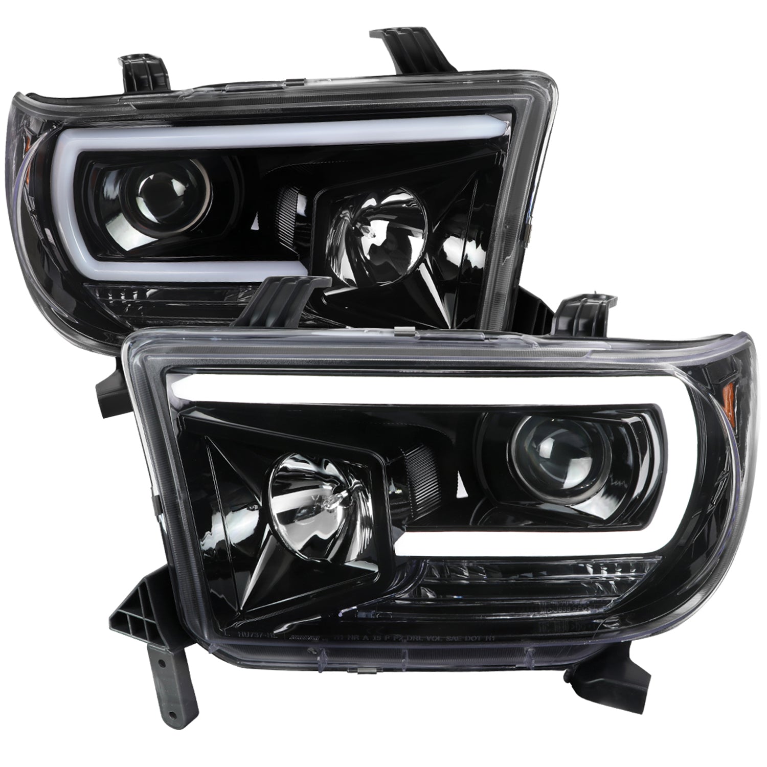 2007-2013 Toyota Tundra/ 08-2017 Sequoia LED CBar Projector Headlights Jet Black