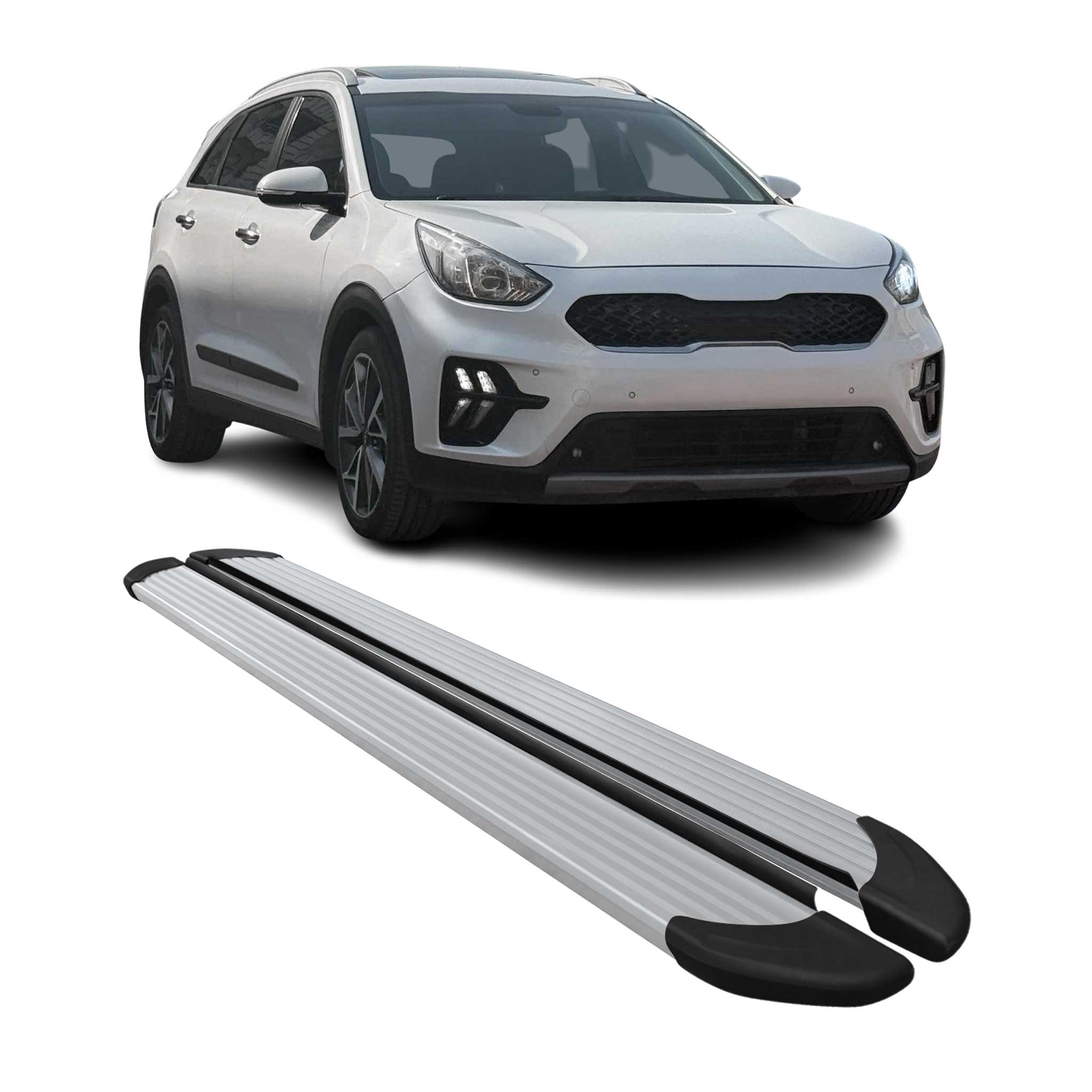 2017-2022 Kia Niro Running Boards Side Steps Silver