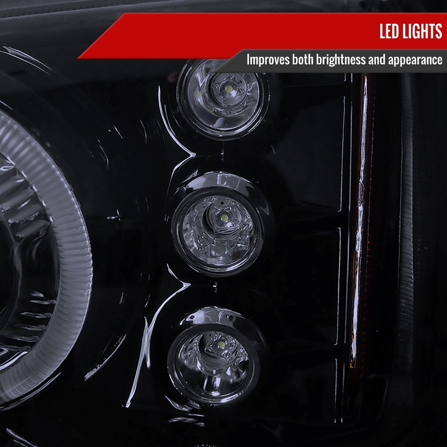 2002-2006 Chevy Avalanche/03-2007 Silverado Dual Halo Projector Headlights Smoke