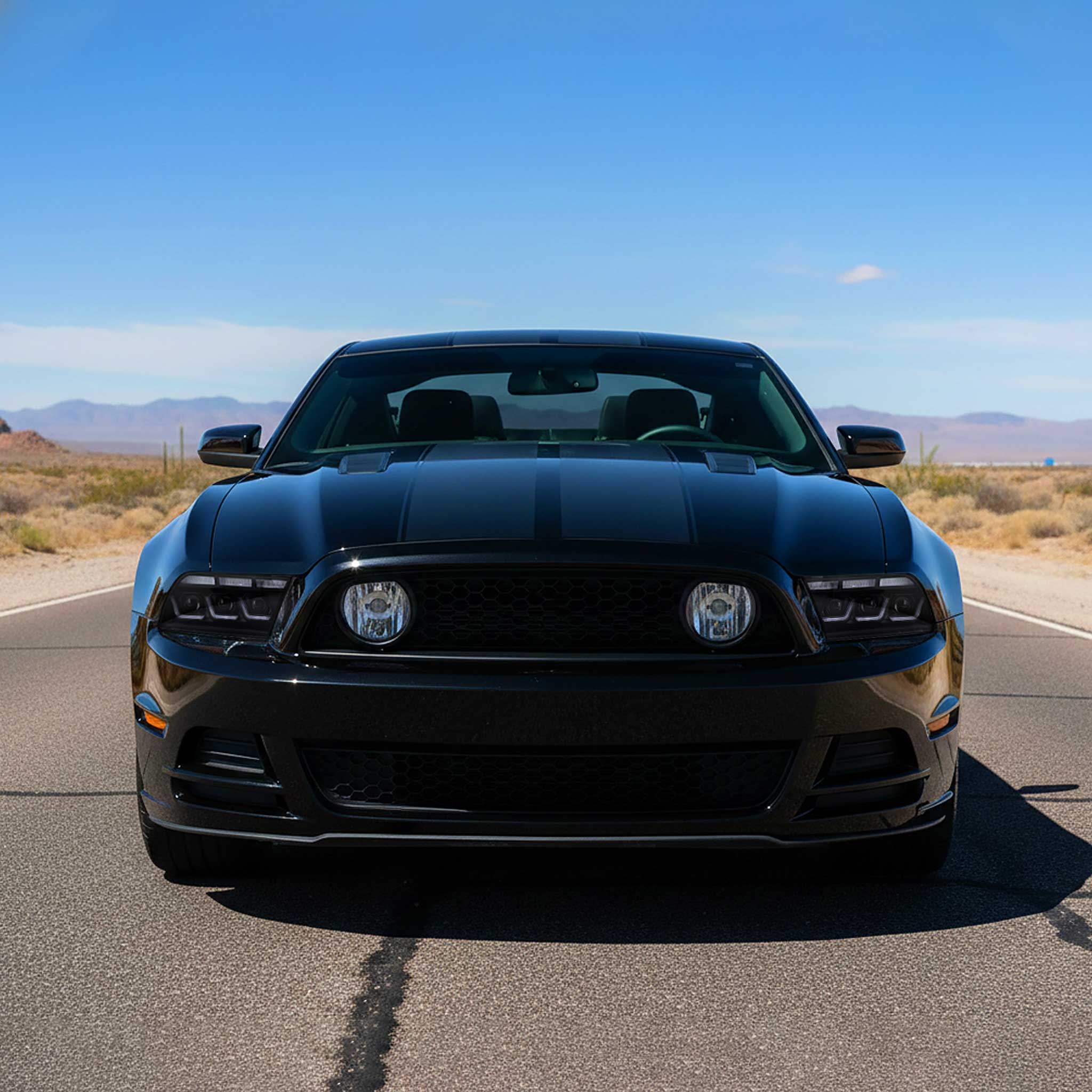 For Ford Mustang 2010-2014 Full LED Projector Headlights Sequential DRL Matte Black Clear Lens