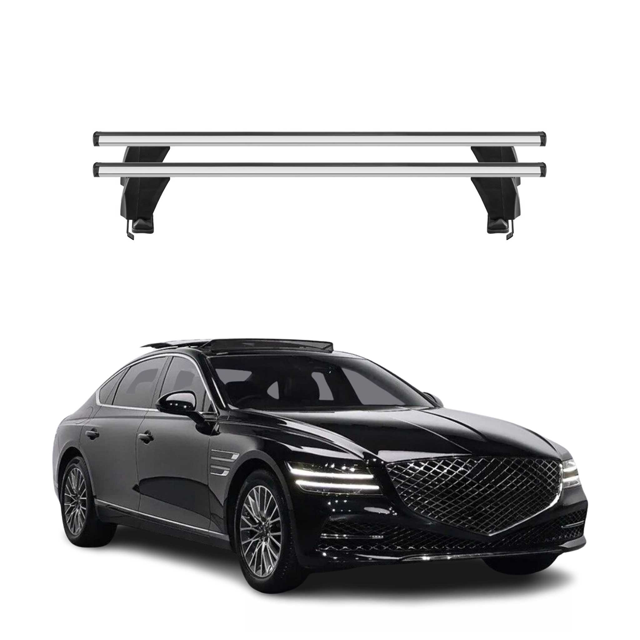 2017-2025 Genesis G80 Roof Rack Cross Bars Silver