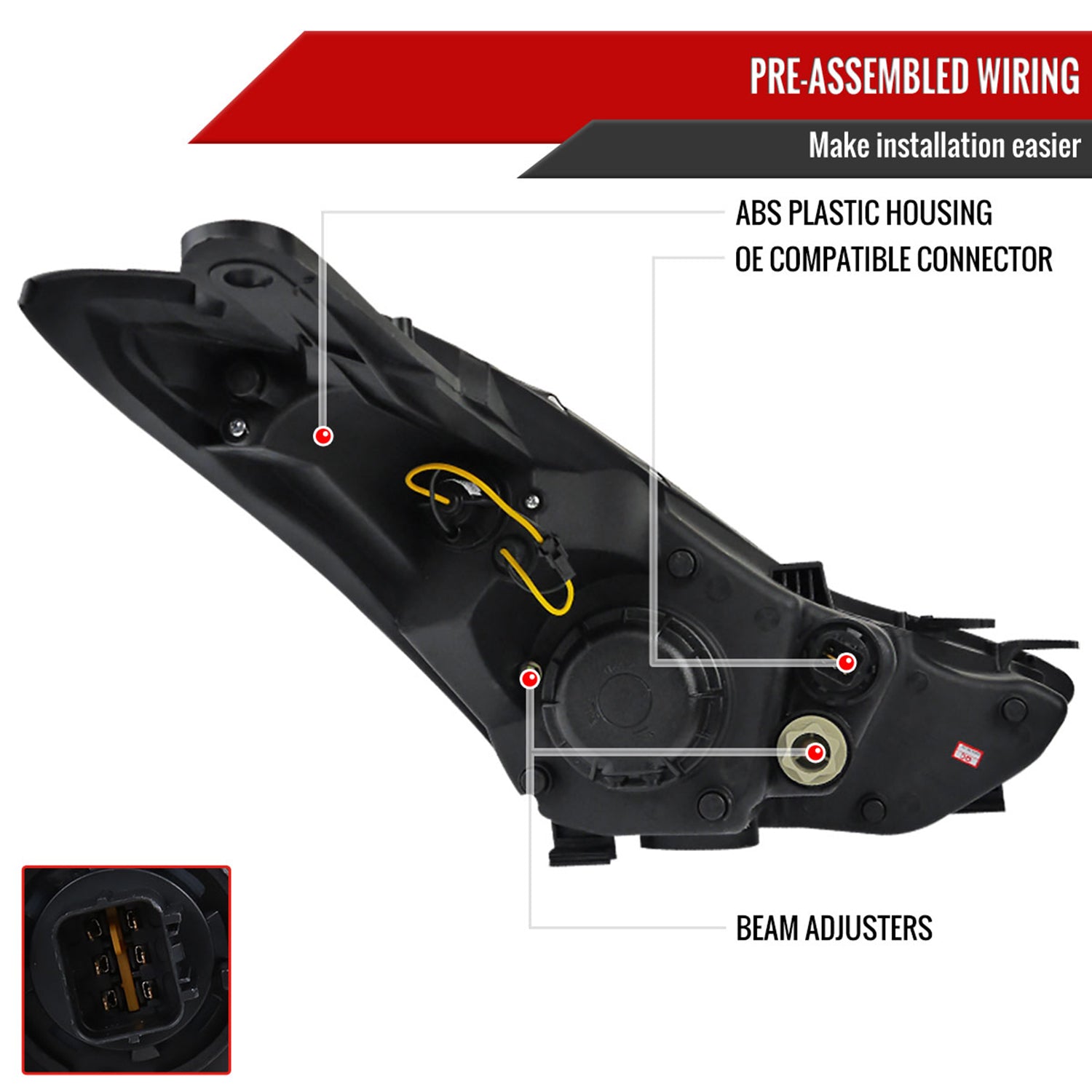 2011-2013 Hyundai Elantra LED Bar Projector Headlights Matte Black/Clear Lens