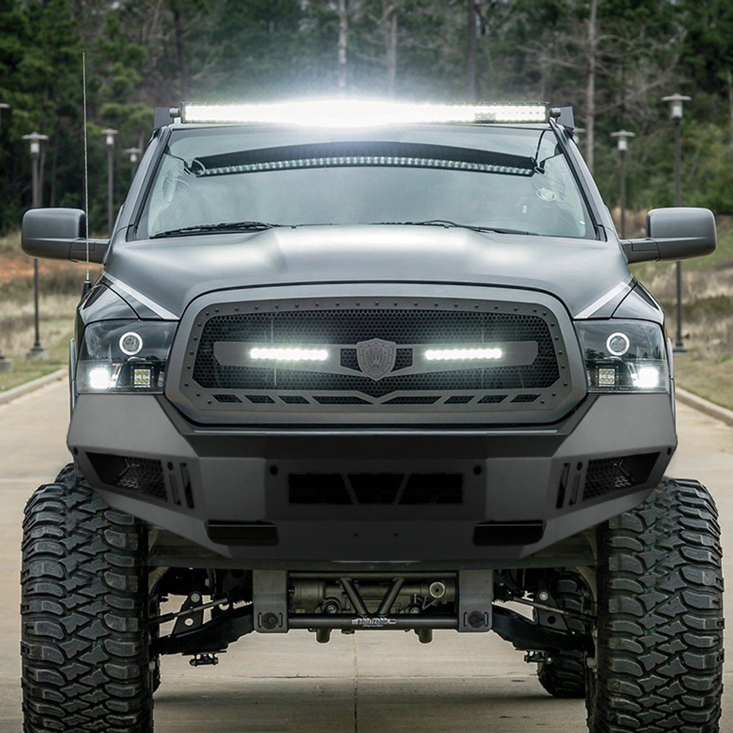 2013-2018 Dodge RAM 1500 /19-2021 Dodge RAM Classic Front Bumper LED Light Ports