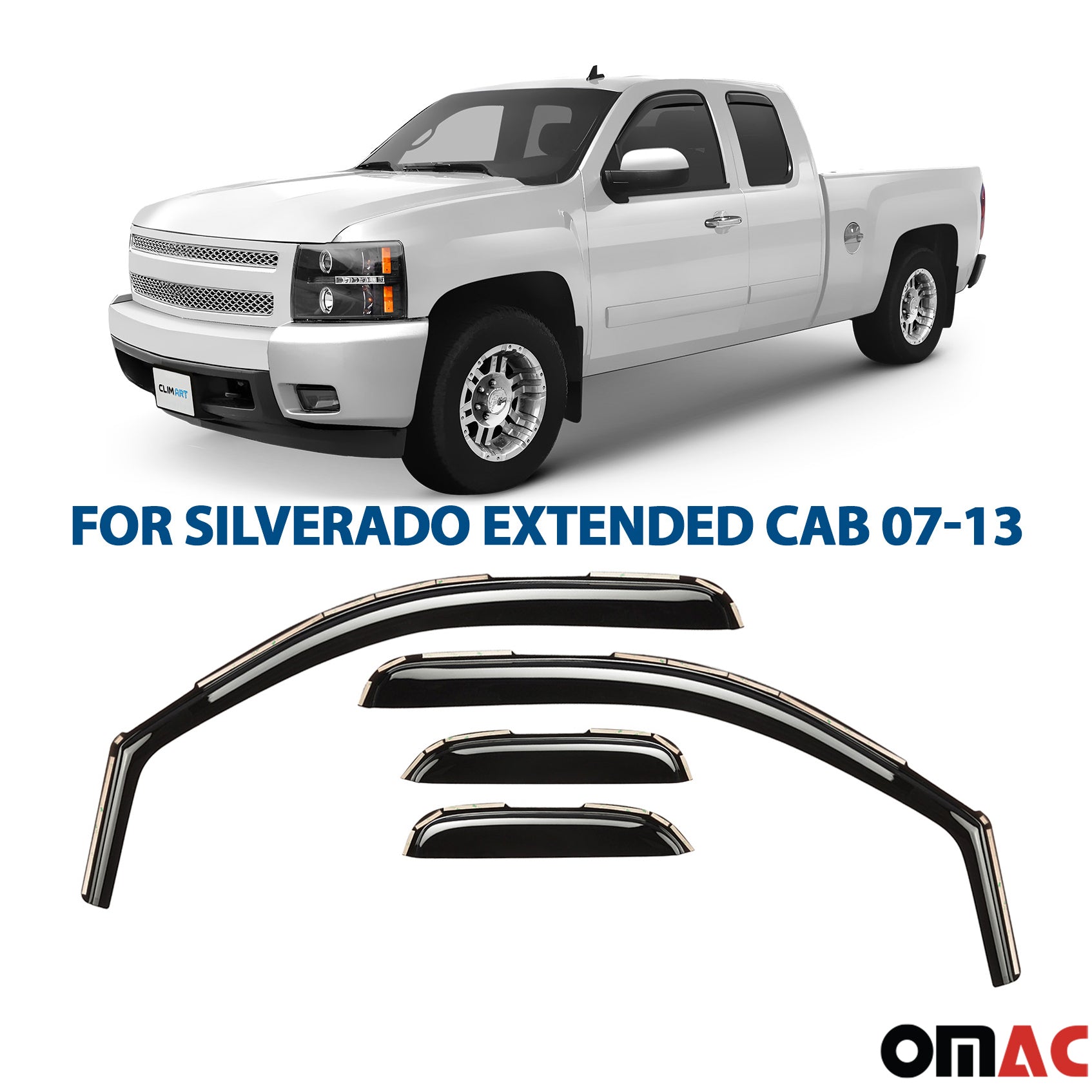 Clim Art Wind Deflectors for Chevrolet Silverado 1500 2007-2013 Extended Cab 4x
