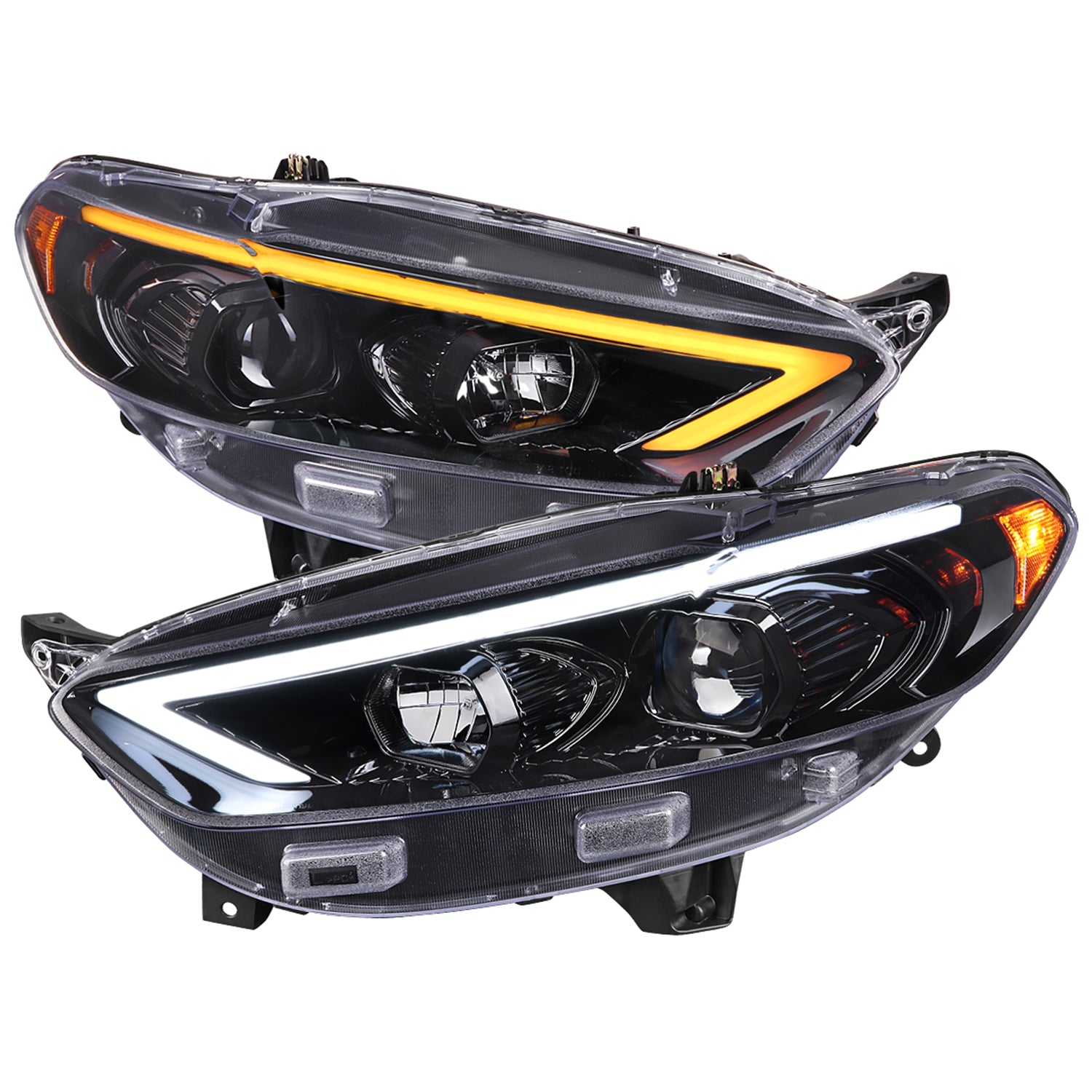 2013-2016 Ford Fusion Sequential Turn Signal Projector Headlights Black