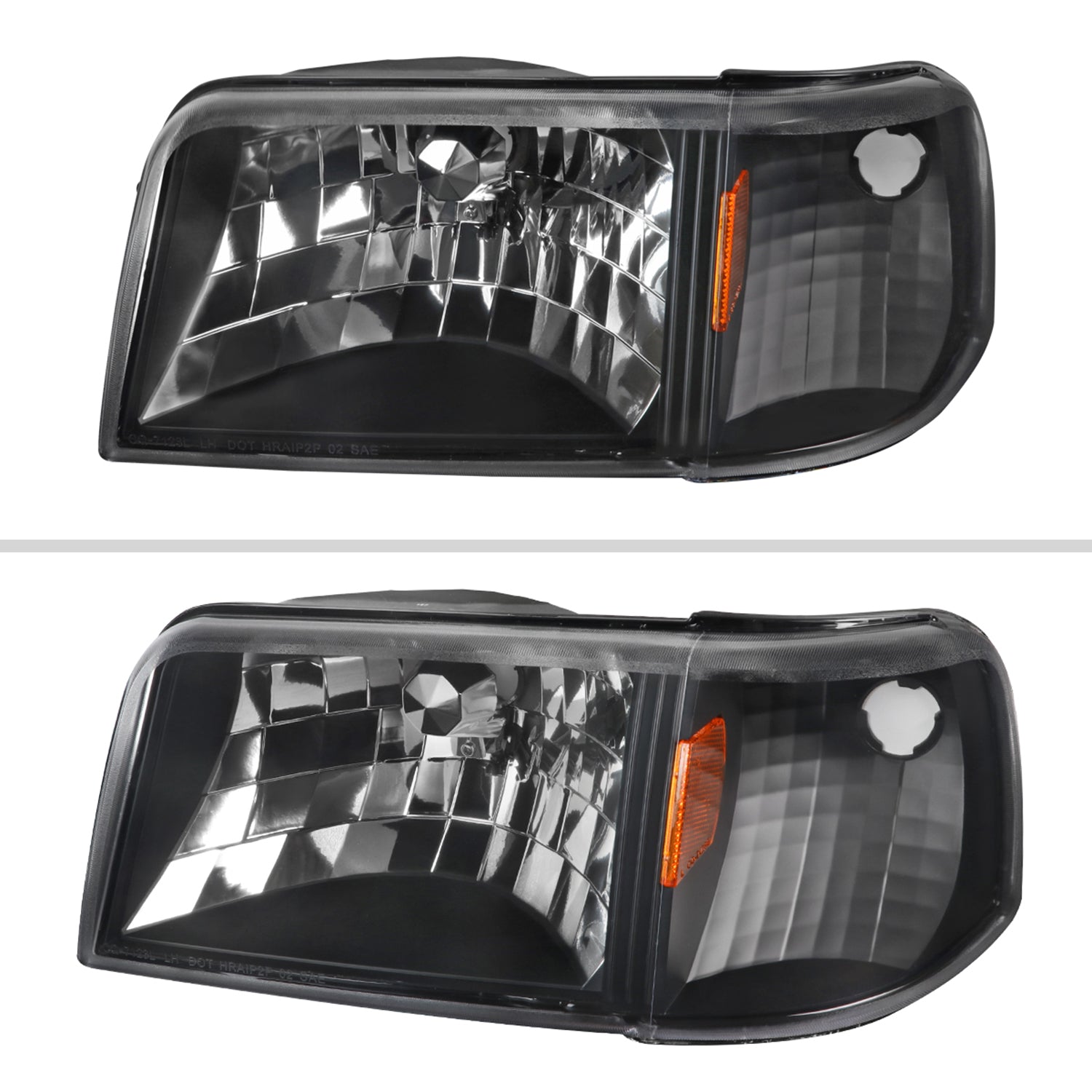 1993-1997 Ford Ranger Factory Headlights Corner Lights&Amber Reflector Black