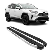 2019-2025 Toyota RAV4 Hybrid Running Boards Side Steps Silver & Black