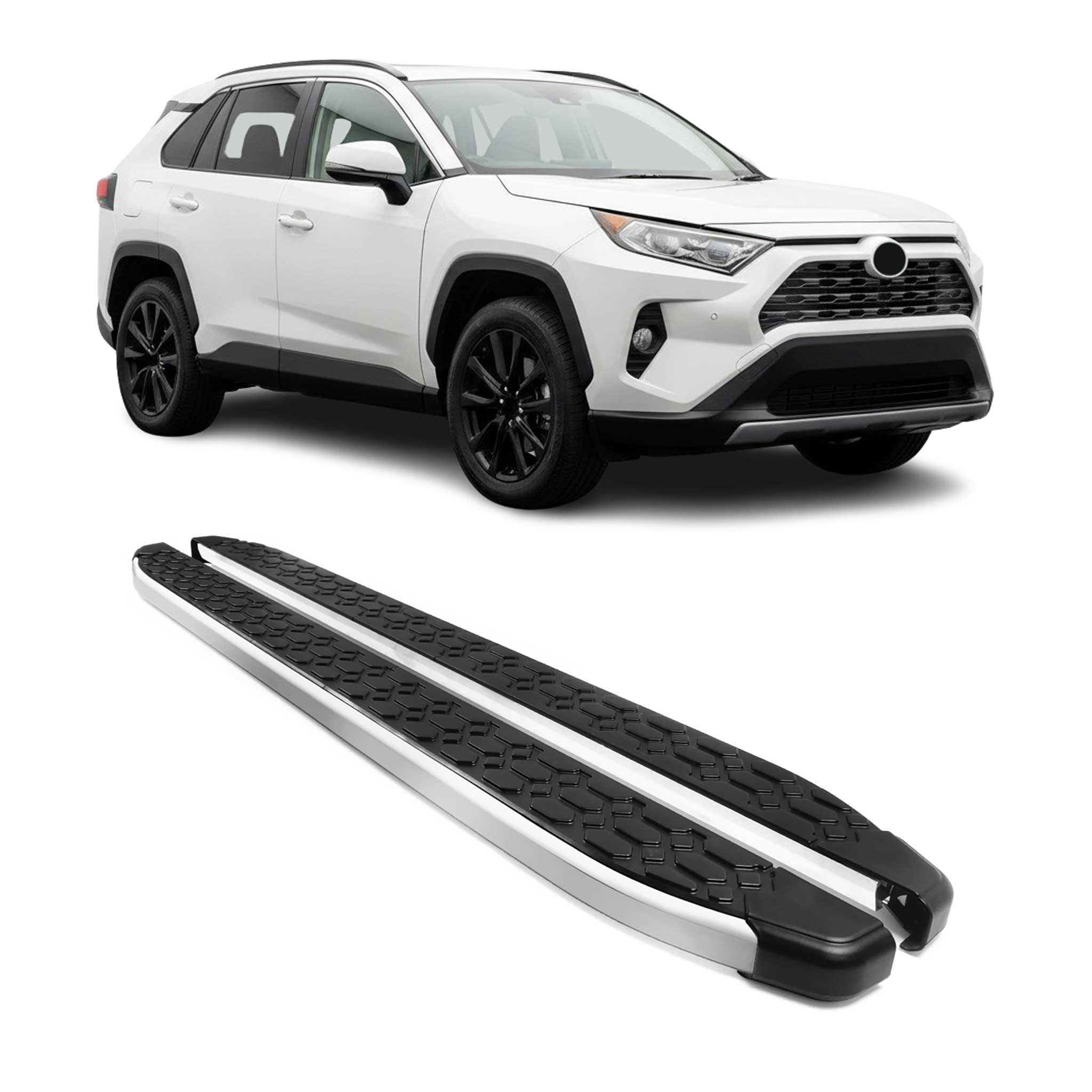 2019-2025 Toyota RAV4 Hybrid Running Boards Side Steps Silver & Black