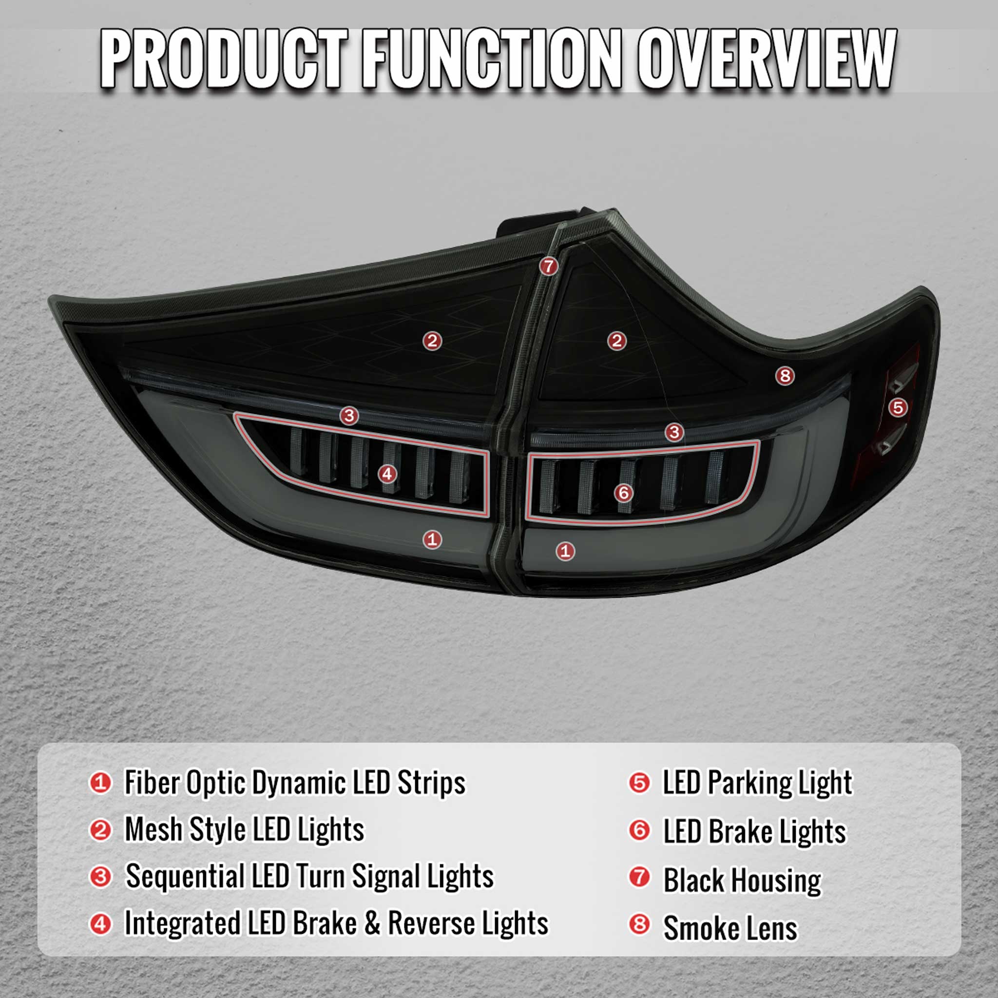 For Toyota Sienna 2015-2020 Full LED Tail Lights Sequential Signal Startup Black Housing Smoked Lens