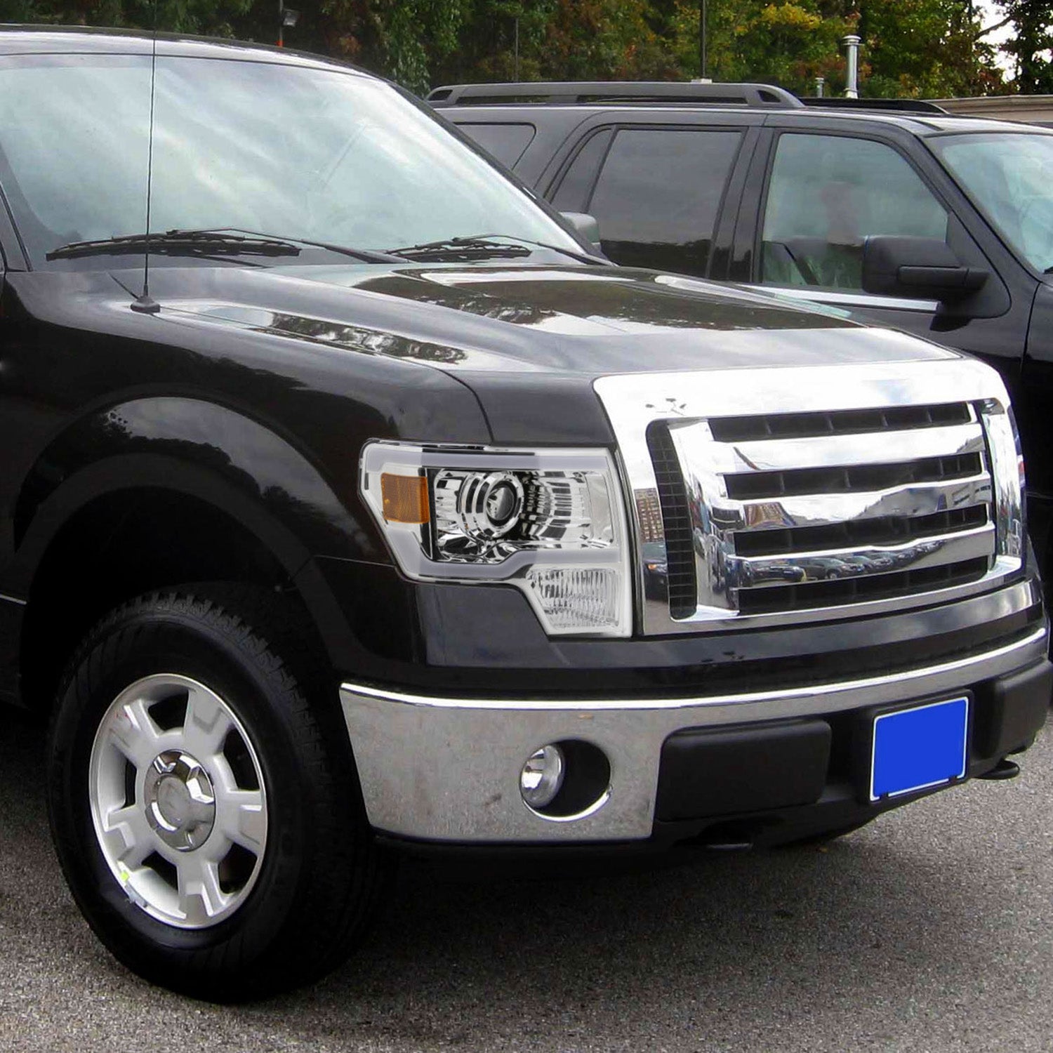 2009-2014 Ford F-150 LED Strip Projector Headlights Chrome/Clear Lens