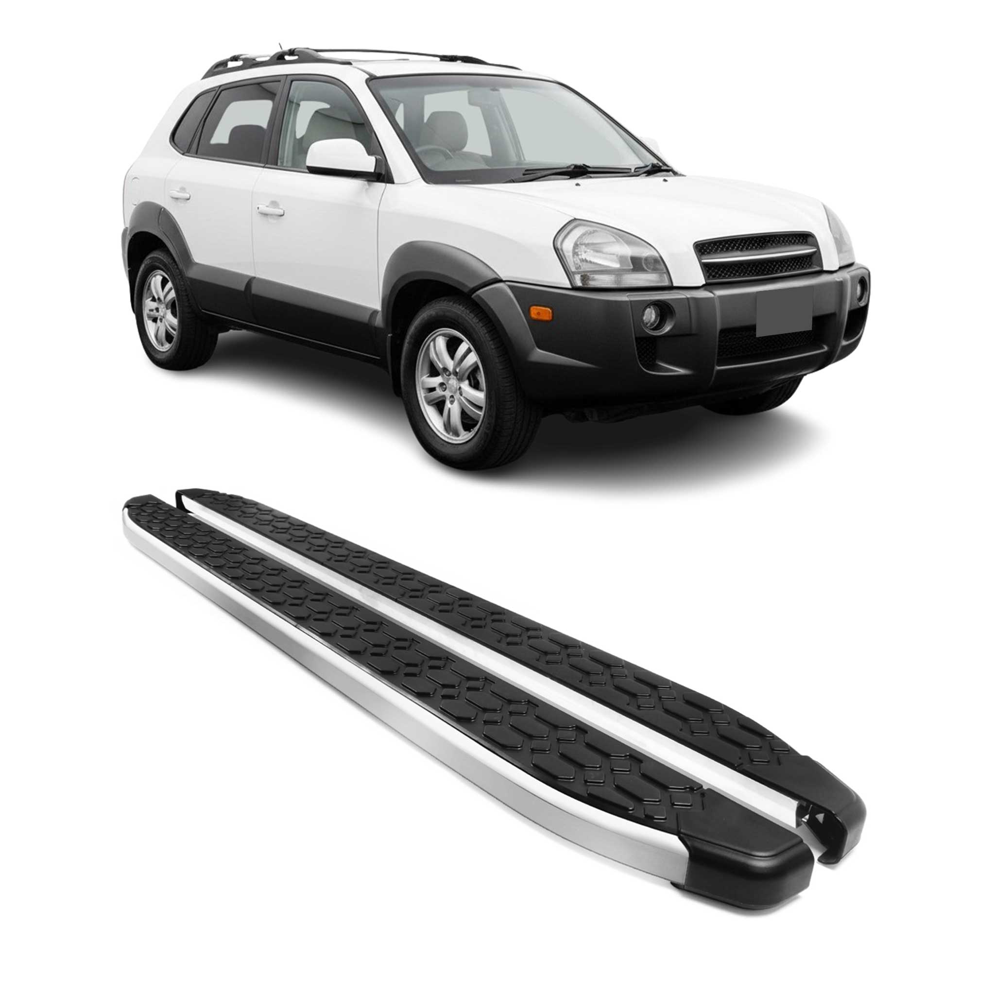 2005-2009 Hyundai Tucson Running Boards Side Steps Silver & Black