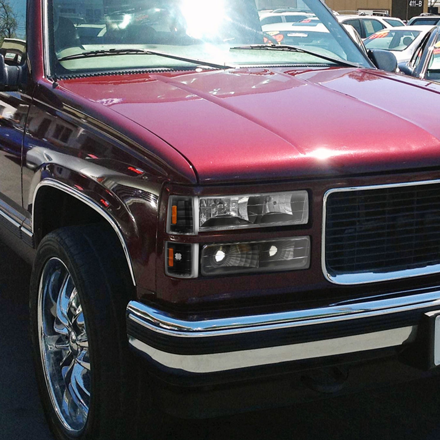 1994-1998 GMC C/K Sierra/Yukon/Suburban Corner Lights Amber Reflectors Black