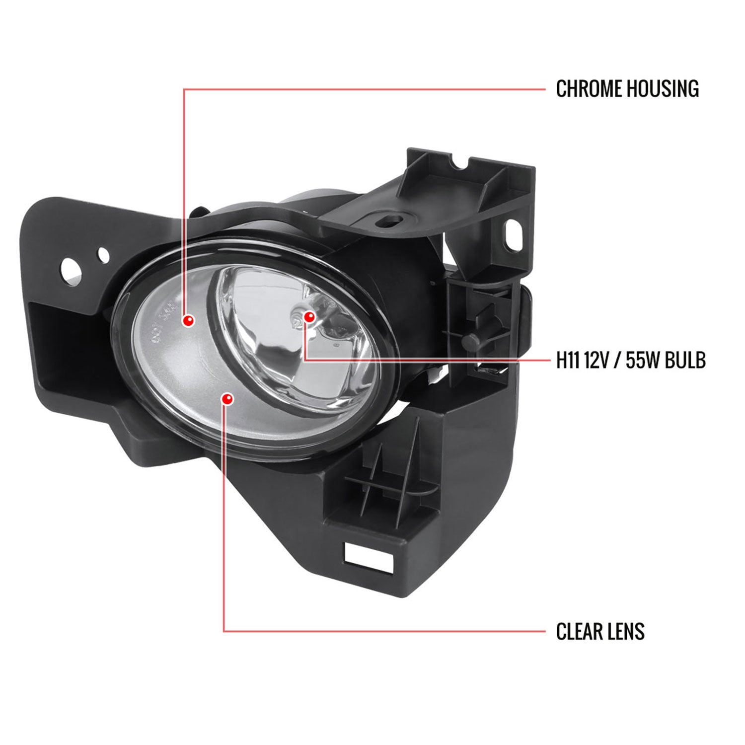 2009-2014 Nissan Maxima H11 Fog Lights Kit Switch & Wiring Harness Chrome