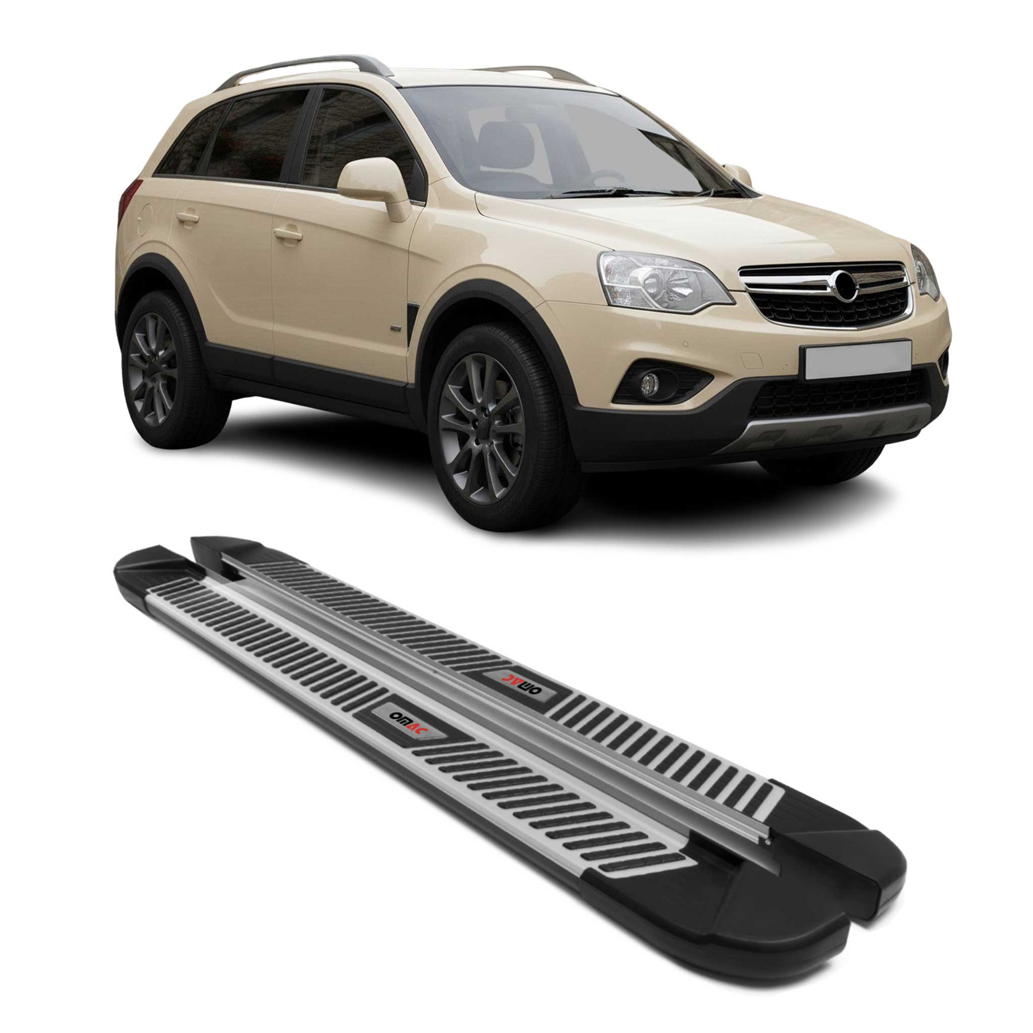 2008-2015 Chevrolet Captiva Sport Running Boards Side Steps Silver & Black