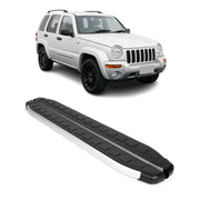 2002-2007 Jeep Liberty Running Boards Side Steps Silver & Black