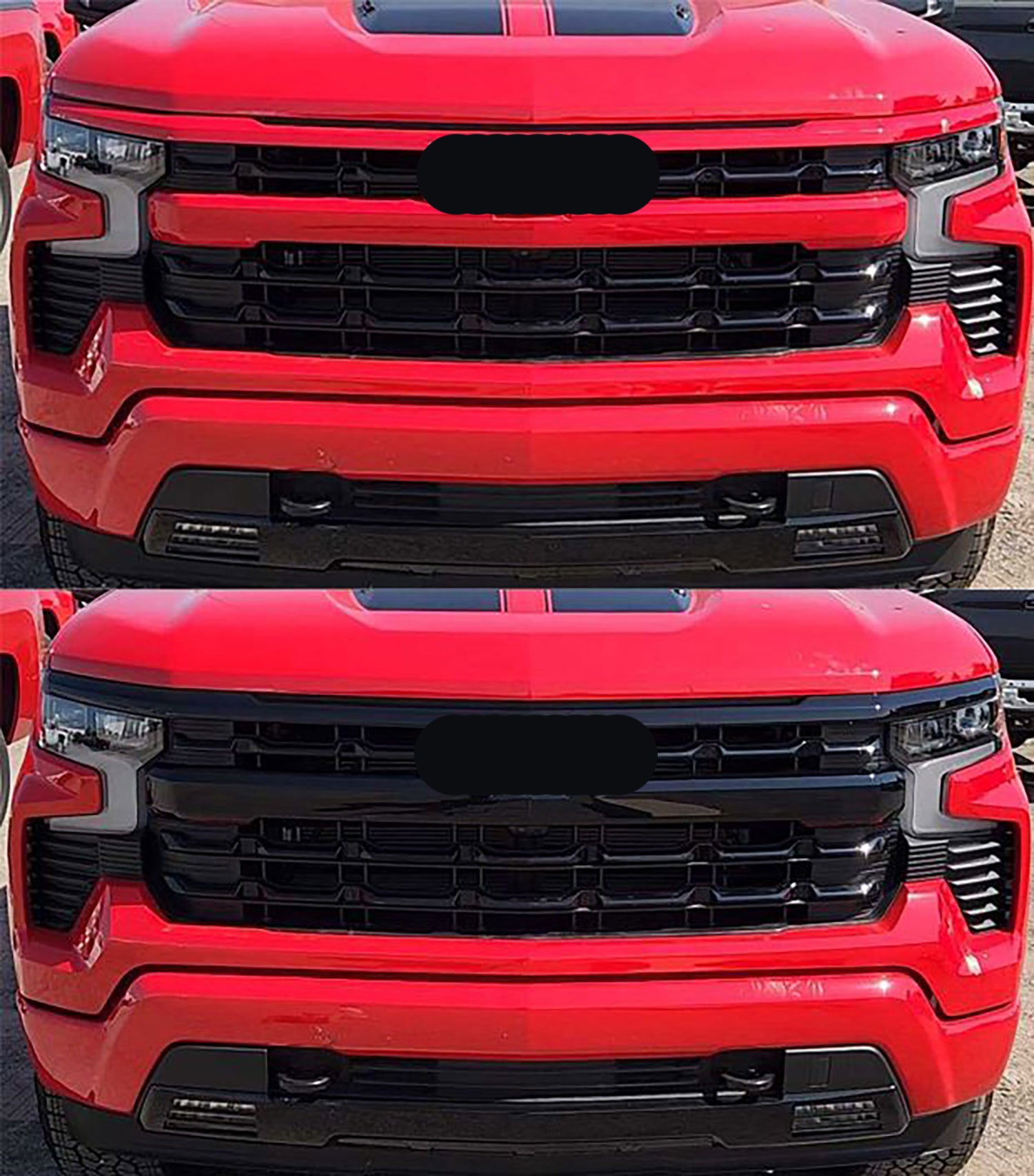 2022-2025 Chevrolet Silverado 1500 Grille Overlay Gloss Black 4Pcs ABS Plastic