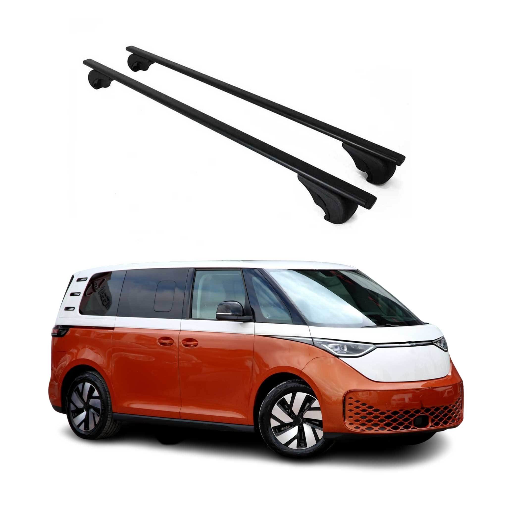 Roof Racks Luggage Carrier Cross Bars Iron for VW ID. BUZZ 2025 Black 2 Pcs