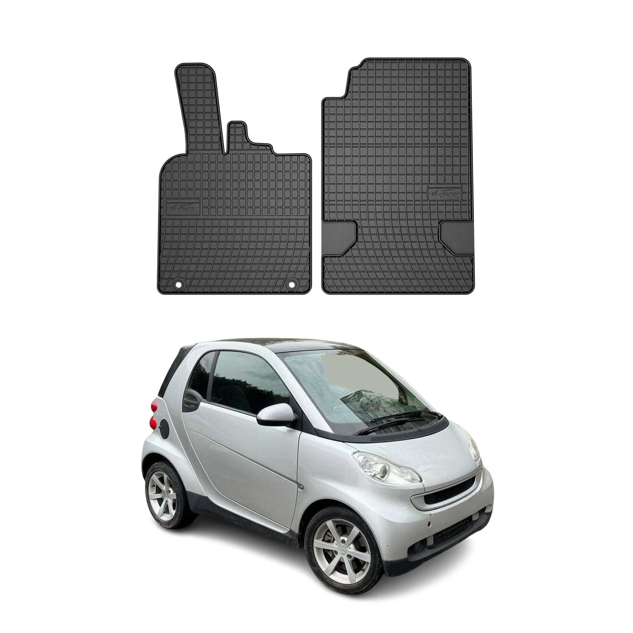 2007-2015 Smart ForTwo Floor Mats Liners Full Set All Weather Rubber Black