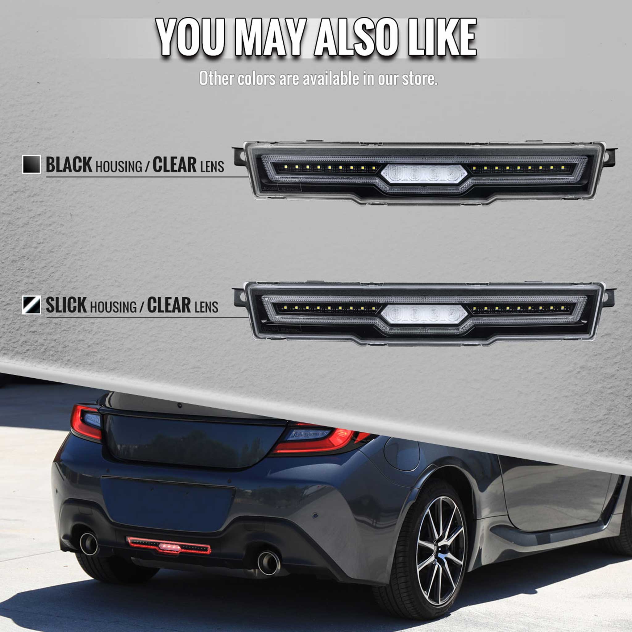 For Toyota GR86 / Subaru BRZ 2022-2024 Rear Bumper Full LED 4th Reverse Tail Brake Light Matte Black Housing Clear Lens