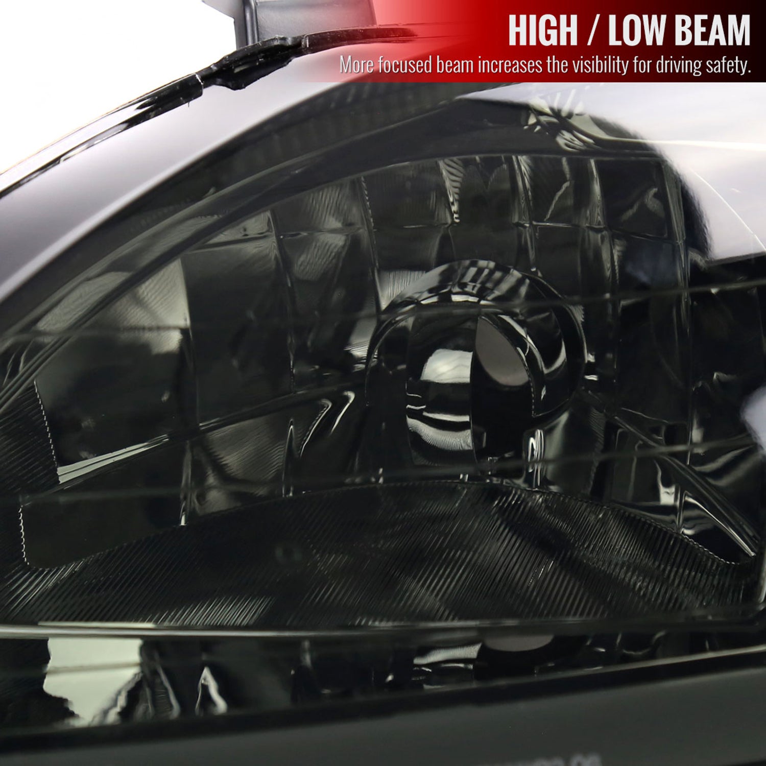 1999-2000 Honda Civic Coupe/SD LED Bar Factory Style Headlights Chrome/Smoke