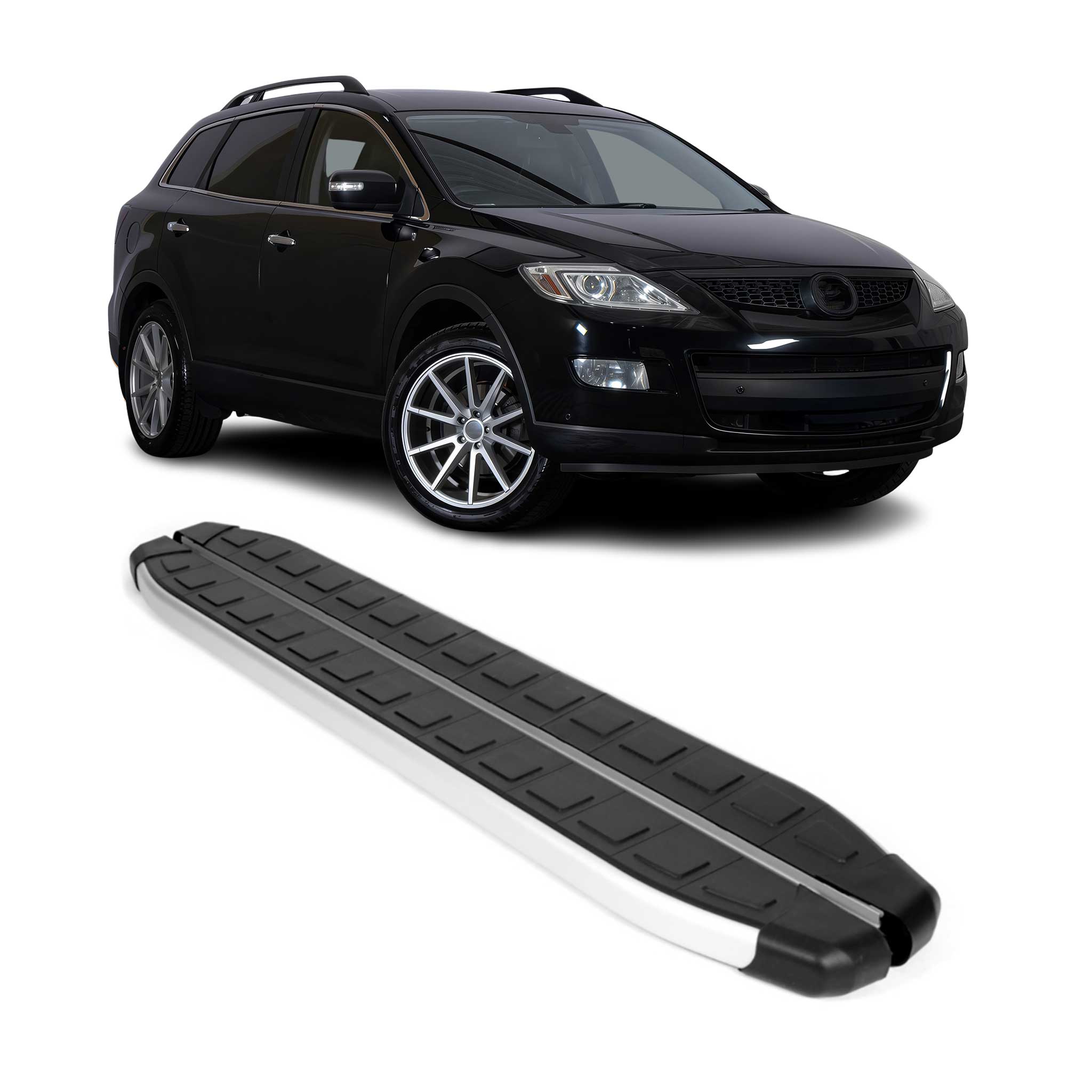 2007-2015 Mazda CX-9 Running Boards Side Steps Silver & Black