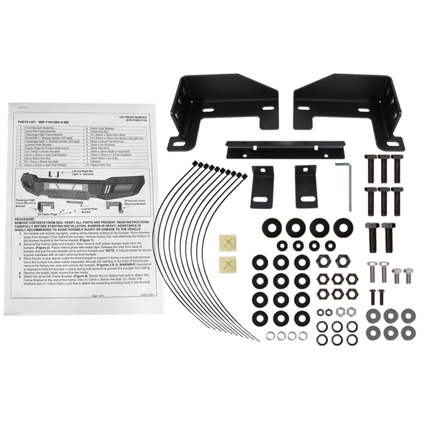2018-2020 Ford F-150 Black Heavy Duty Steel Front Bumper & LED Light Ports