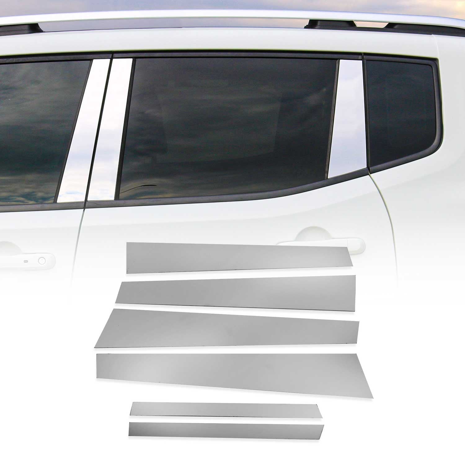 2007-2013 Mercedes S Class W221 Window B Pillar Posts Door Trim Stainless Steel 6x