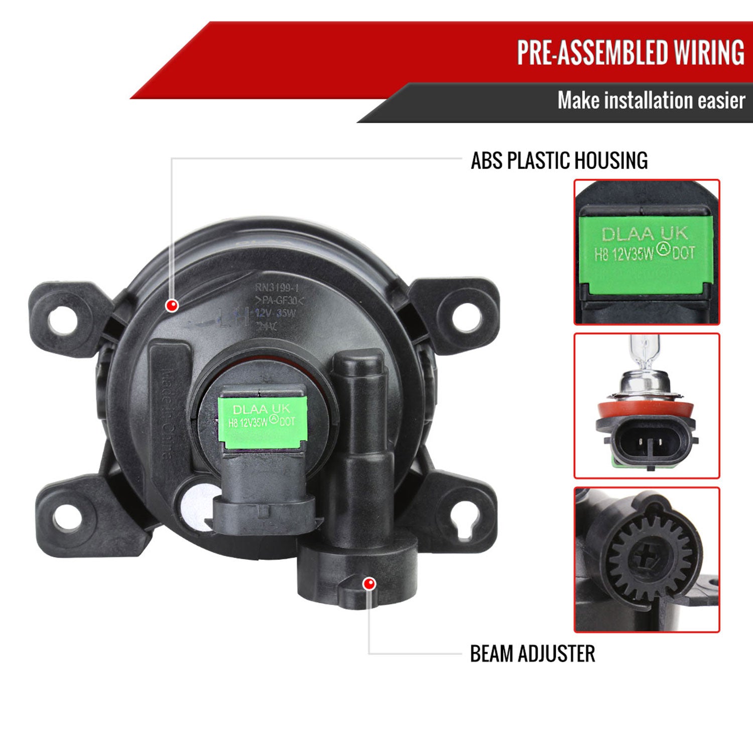 2022-2023 Honda Civic Sedan/Hatchback H8 Bumper Fog Lights Kit Chrome/Clear