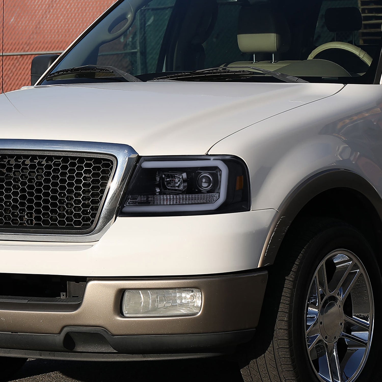 2004-2008 Ford F-150/Lincoln Mark LT LED CBar Projector Headlights Smoke