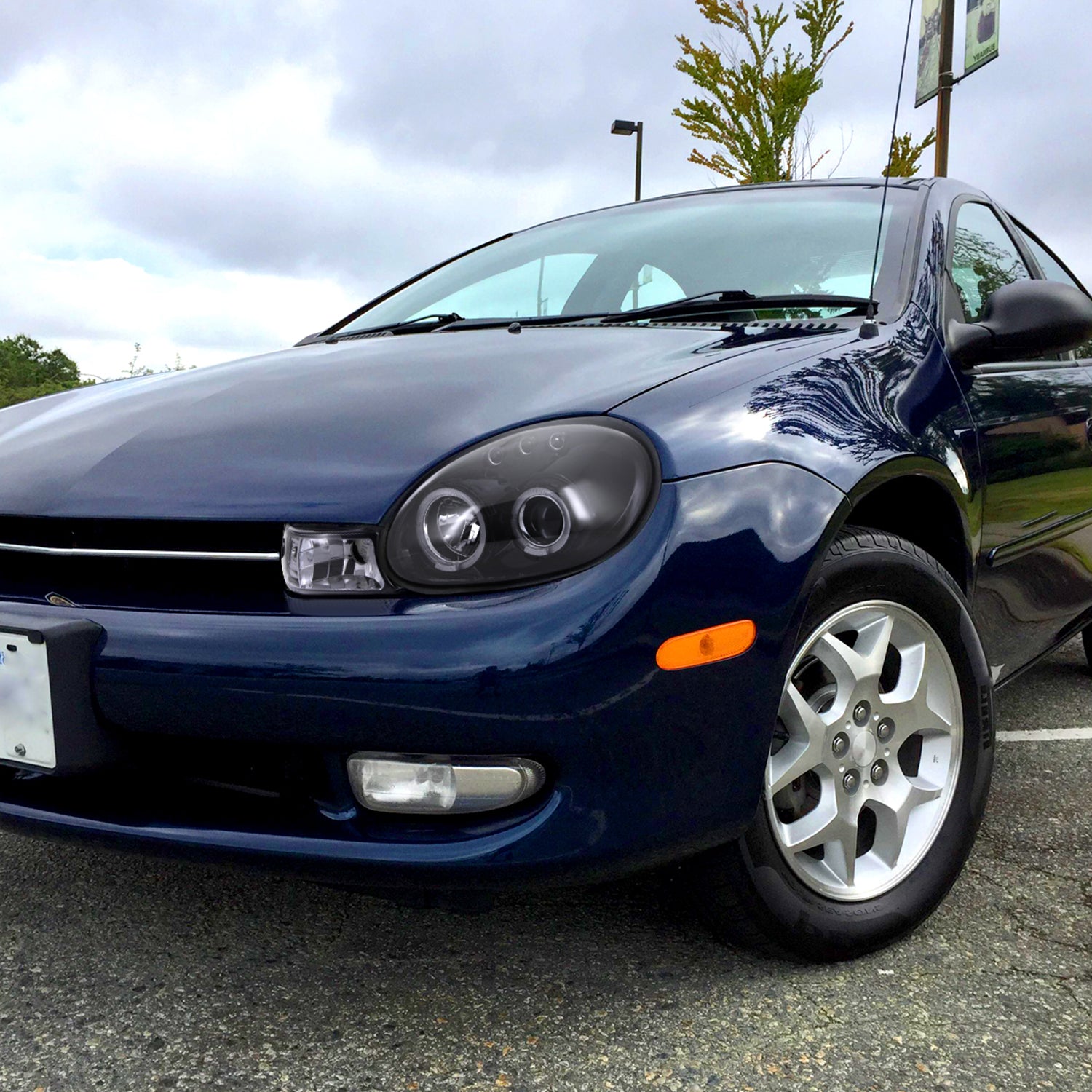 2000-2002 Dodge Plymouth Neon Dual Halo Projector Headlights Black/Smoke