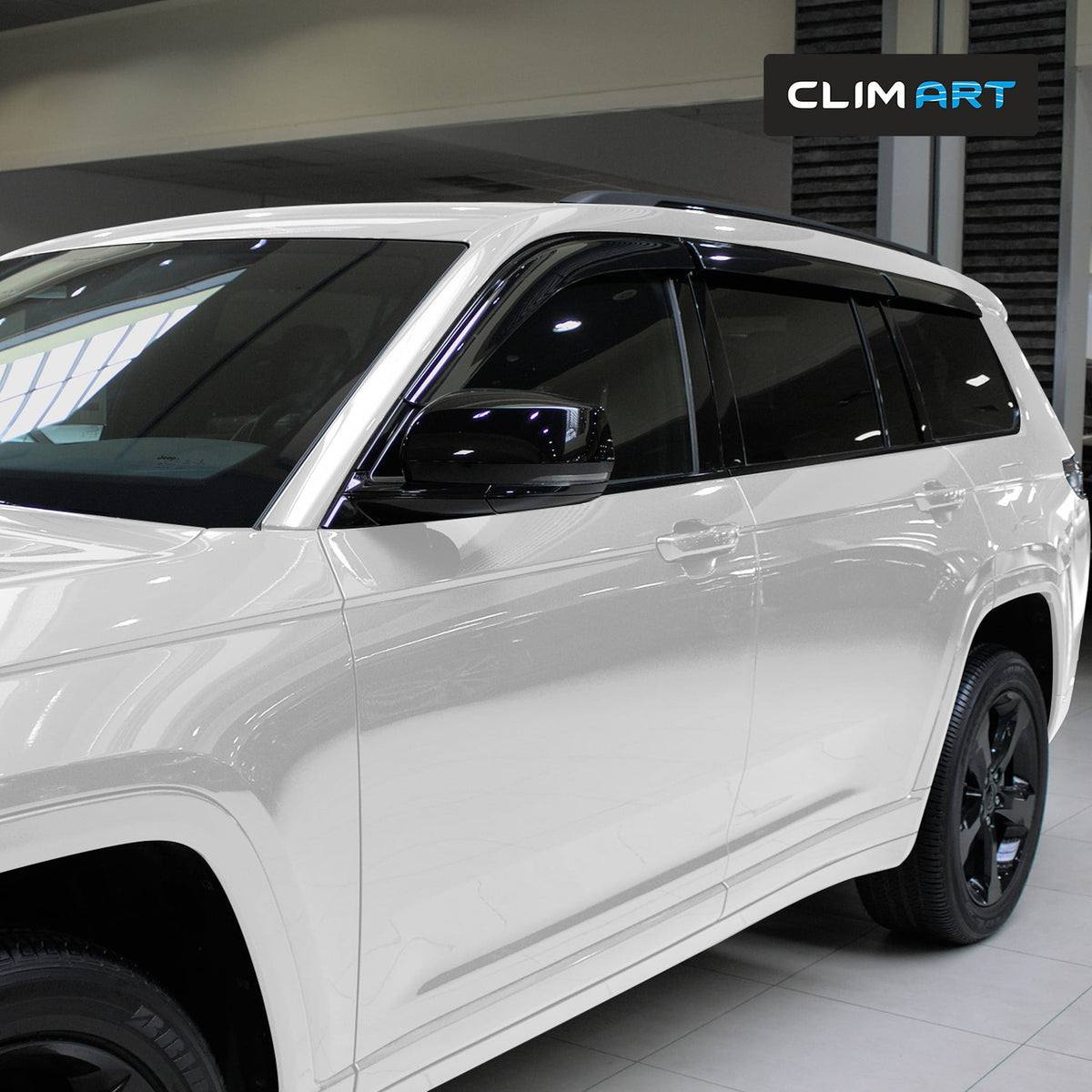 Clim Art Wind Deflectors for Jeep Grand Cherokee L 2021-2026 Tape-On Smoke 6Pcs