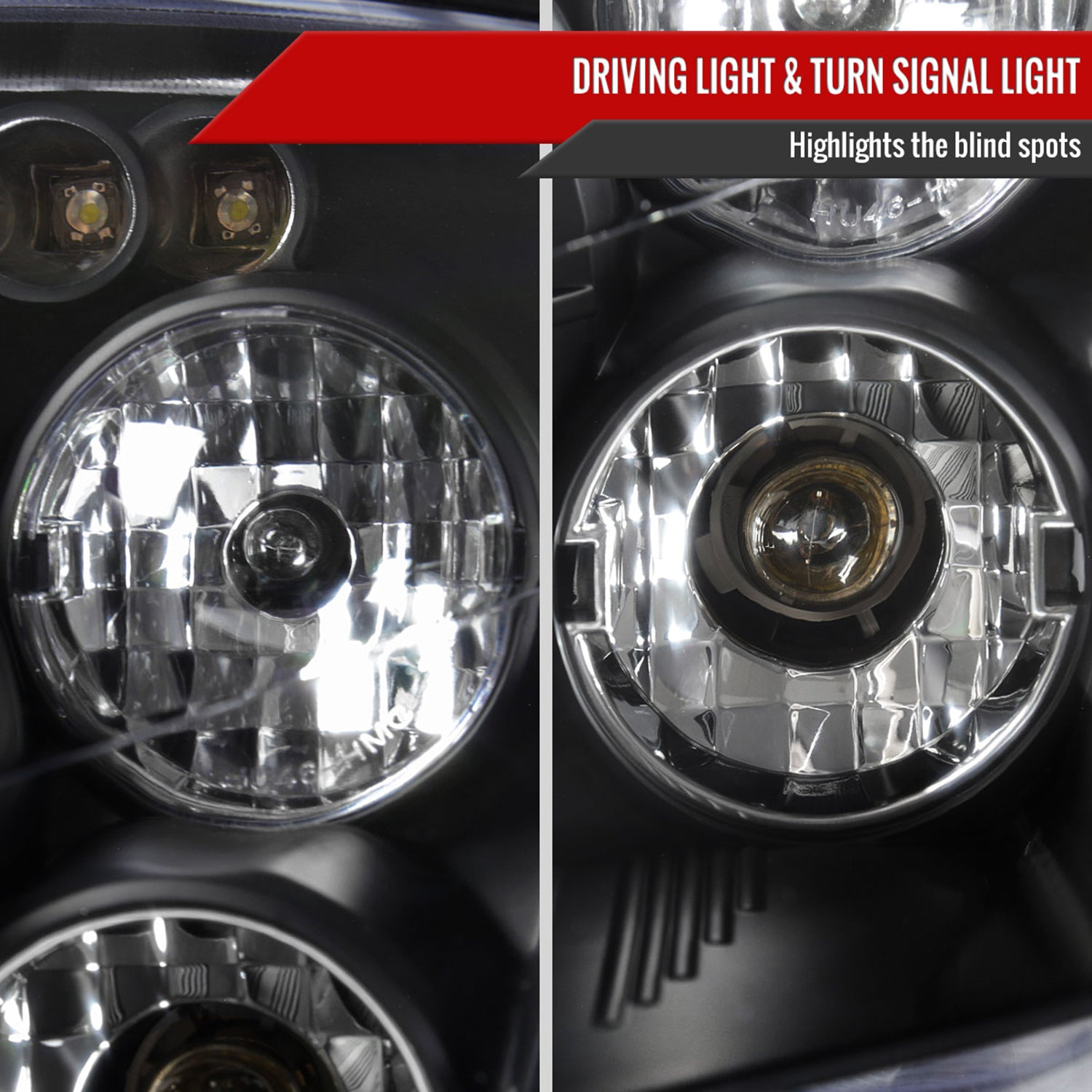 2000-2004 Ford Focus Dual Halo Projector Headlights Matte Black/Clear Lens