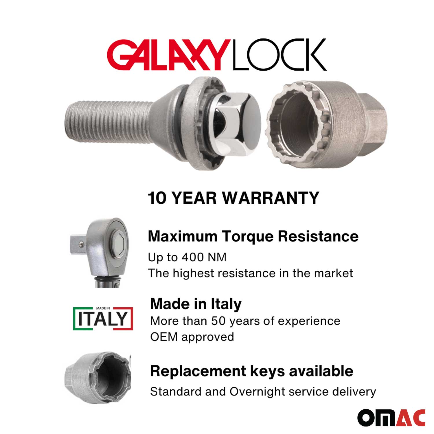 Wheel Lock Kit for Volvo V90 V90 Cross Country M14X1.5 Chromed 4Locks & 1Key