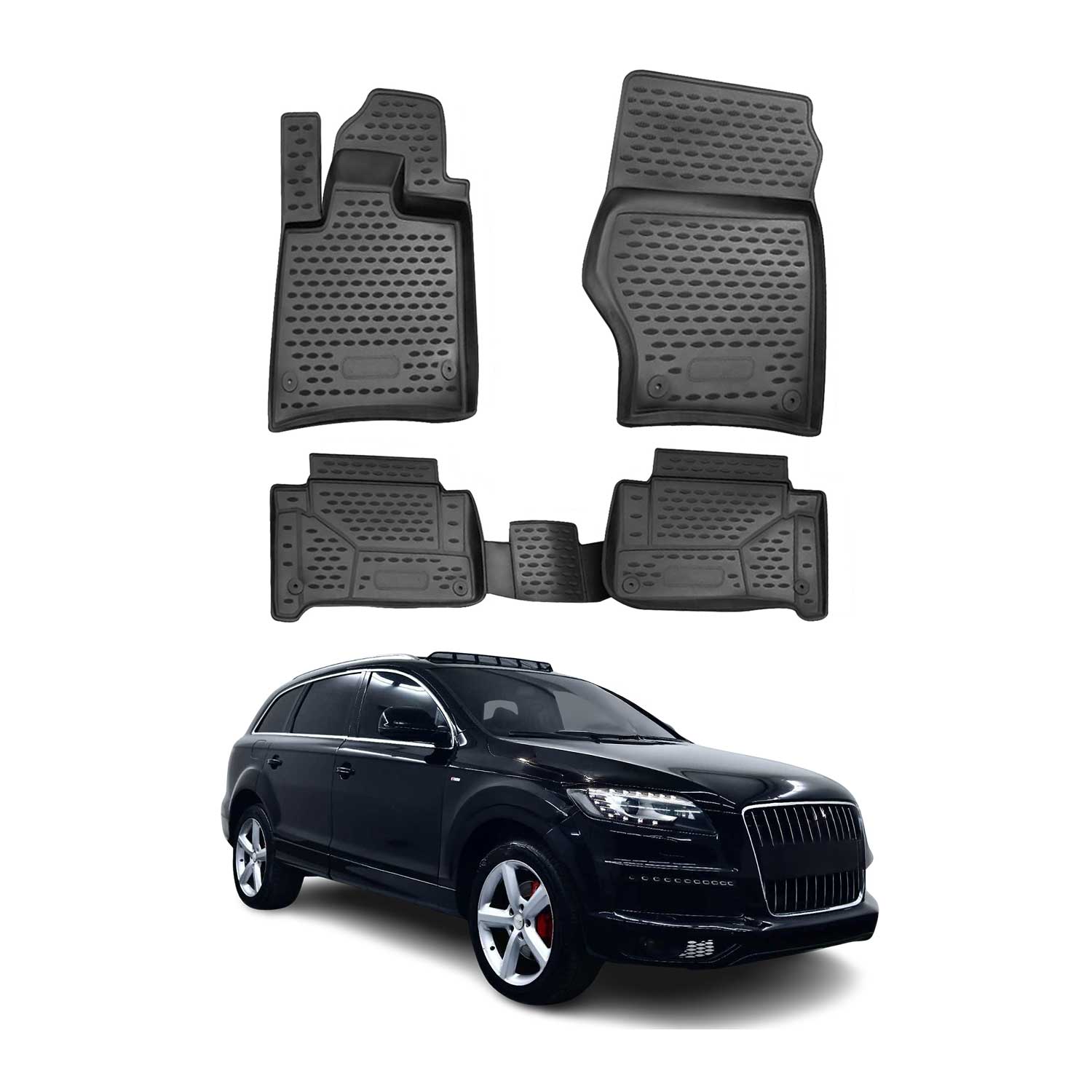 2007-2015 Audi Q7 Floor Mats Liners Full Set All Weather Black