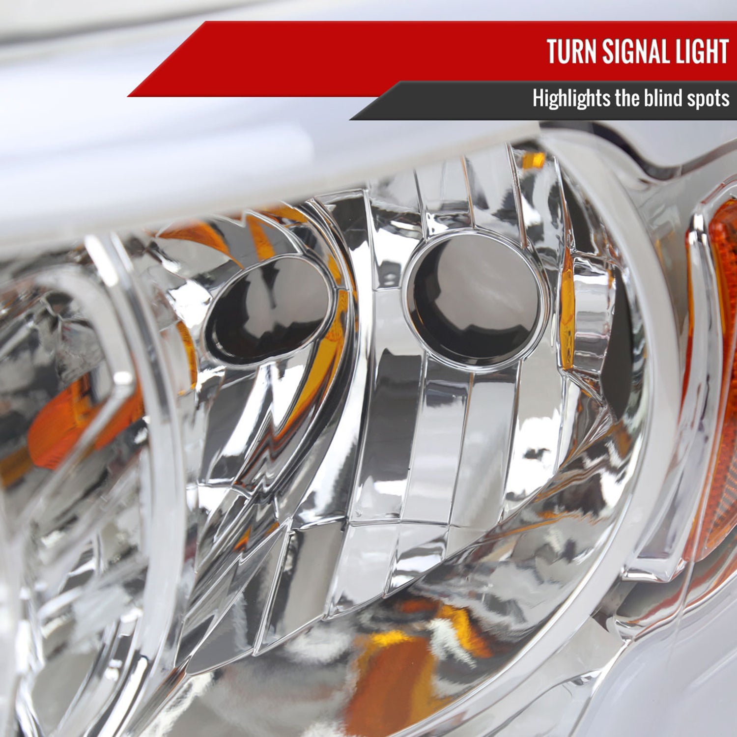 2006-2008 Dodge Ram 1500/ Ram 2500 3500 LED Headlights Amber Reflector Chrome