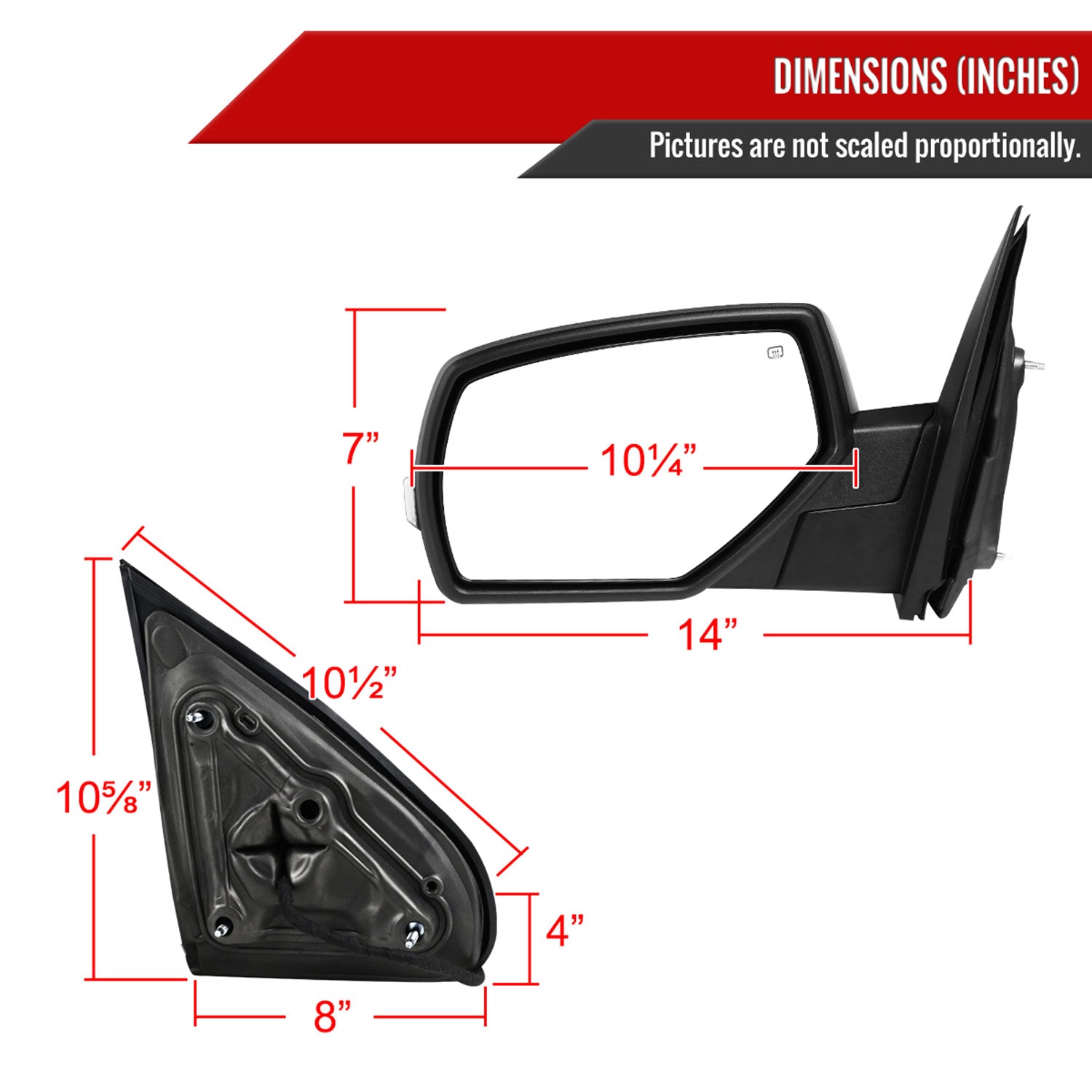 2014-2018 Chevy Silverado/GMC Sierra Manual Fold Heated Side Mirror Driver