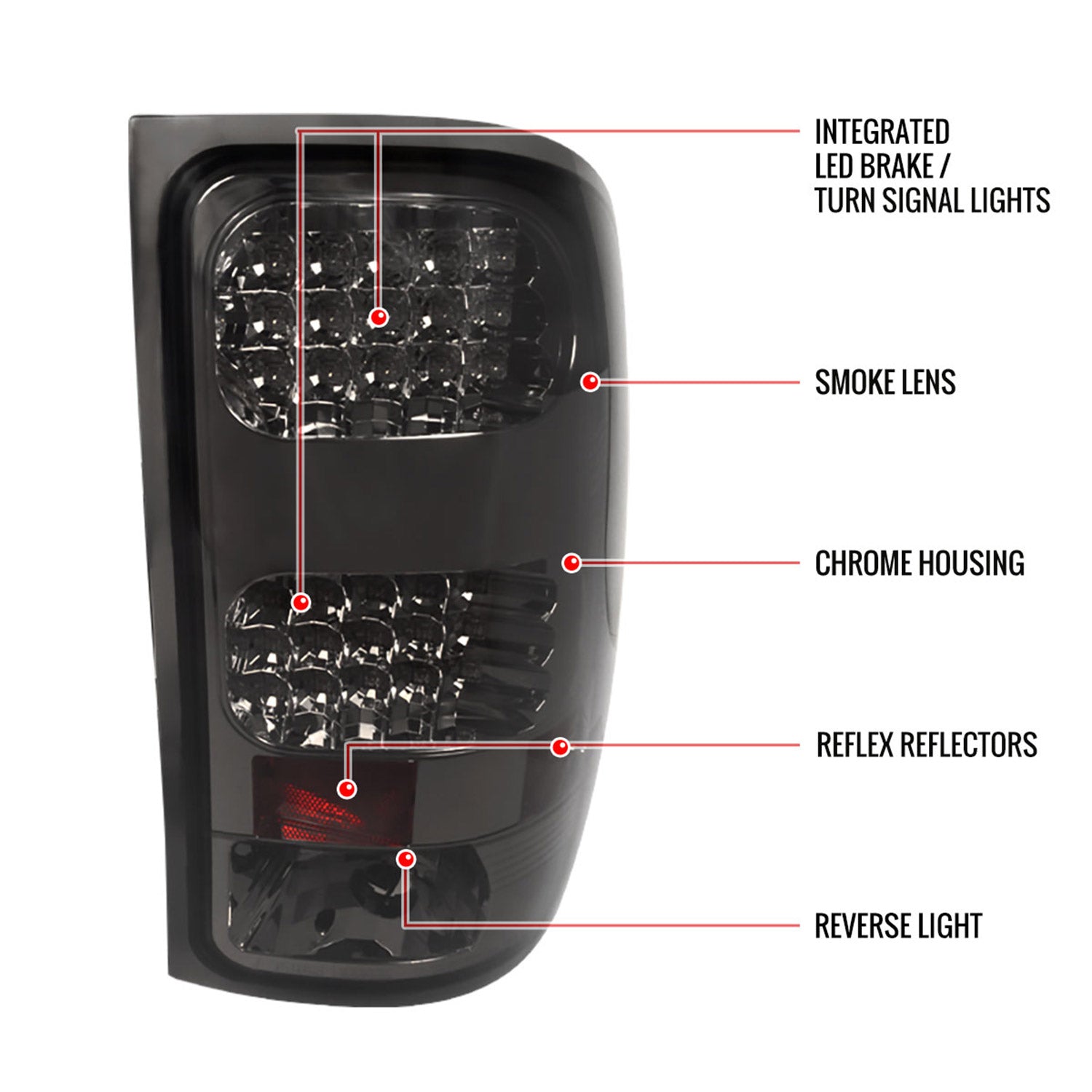 2007-2014 GMC Sierra LED Tail Lights Chrome Housing/Smoke Lens