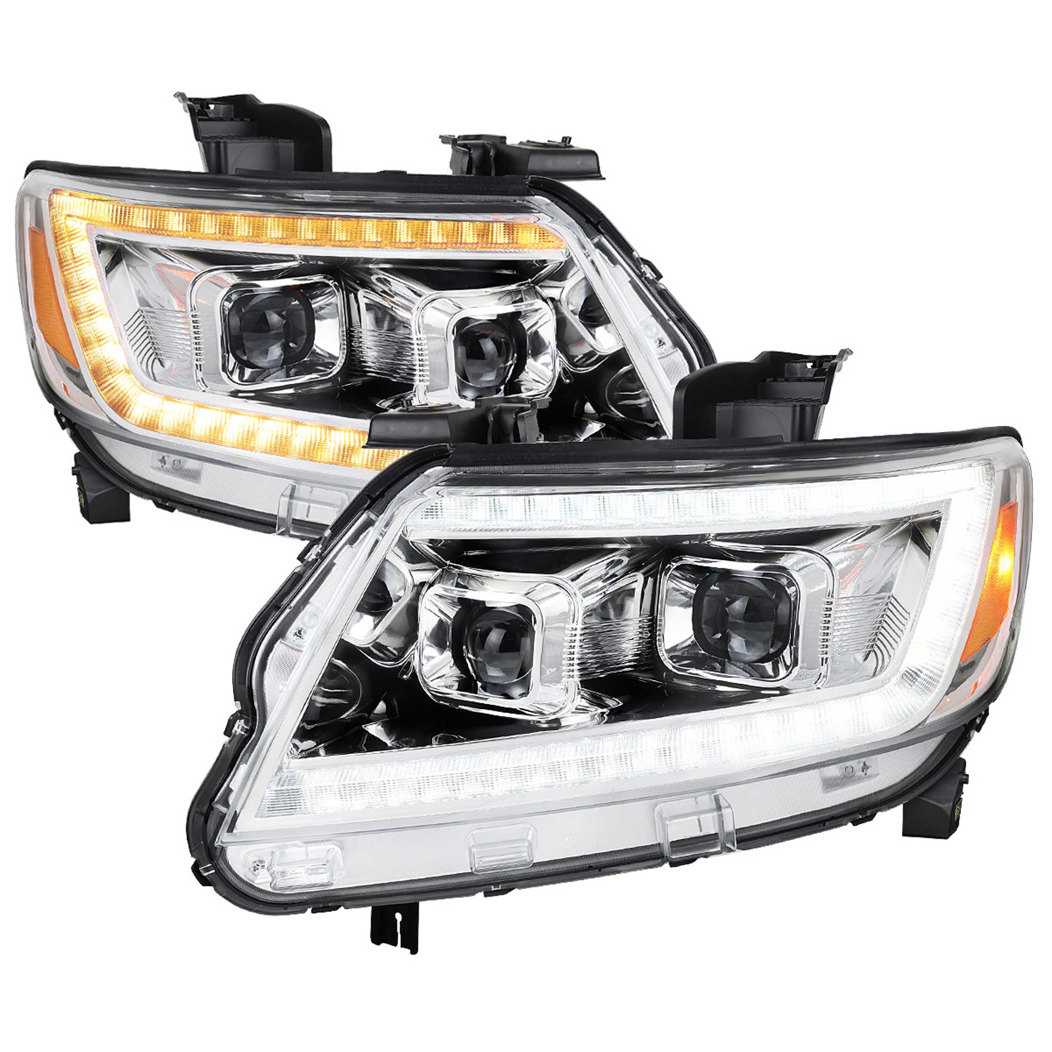 For Chevrolet Colorado 2015-2022 Headlights LED DRL Light Strip Turn Signal Side Marker Chrome Housing Clear Lens