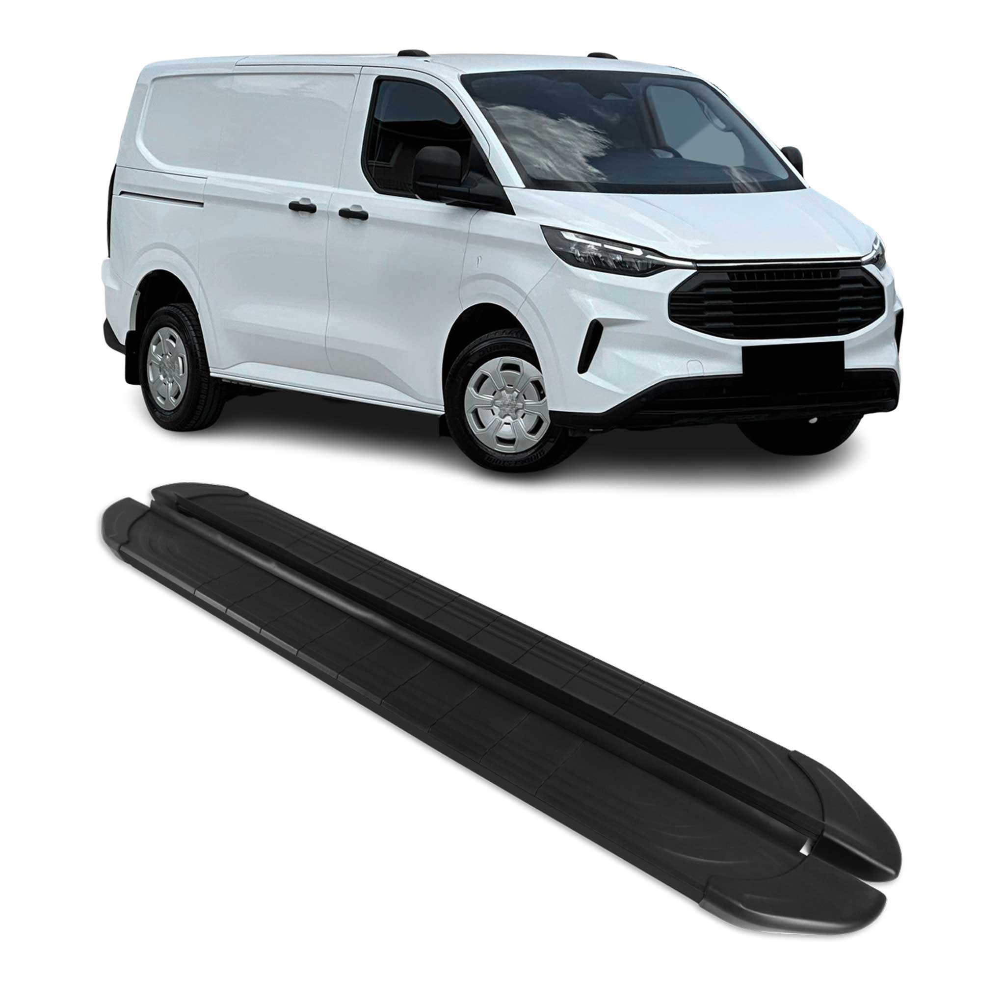 2023-2024 Ford Transit Running Boards Side Steps Black L1 SWB