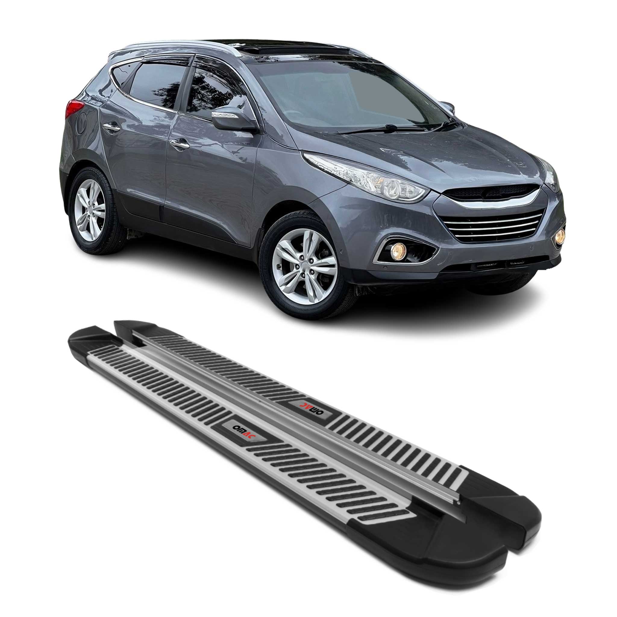2011-2016 Kia Sportage Running Boards Side Steps Silver & Black