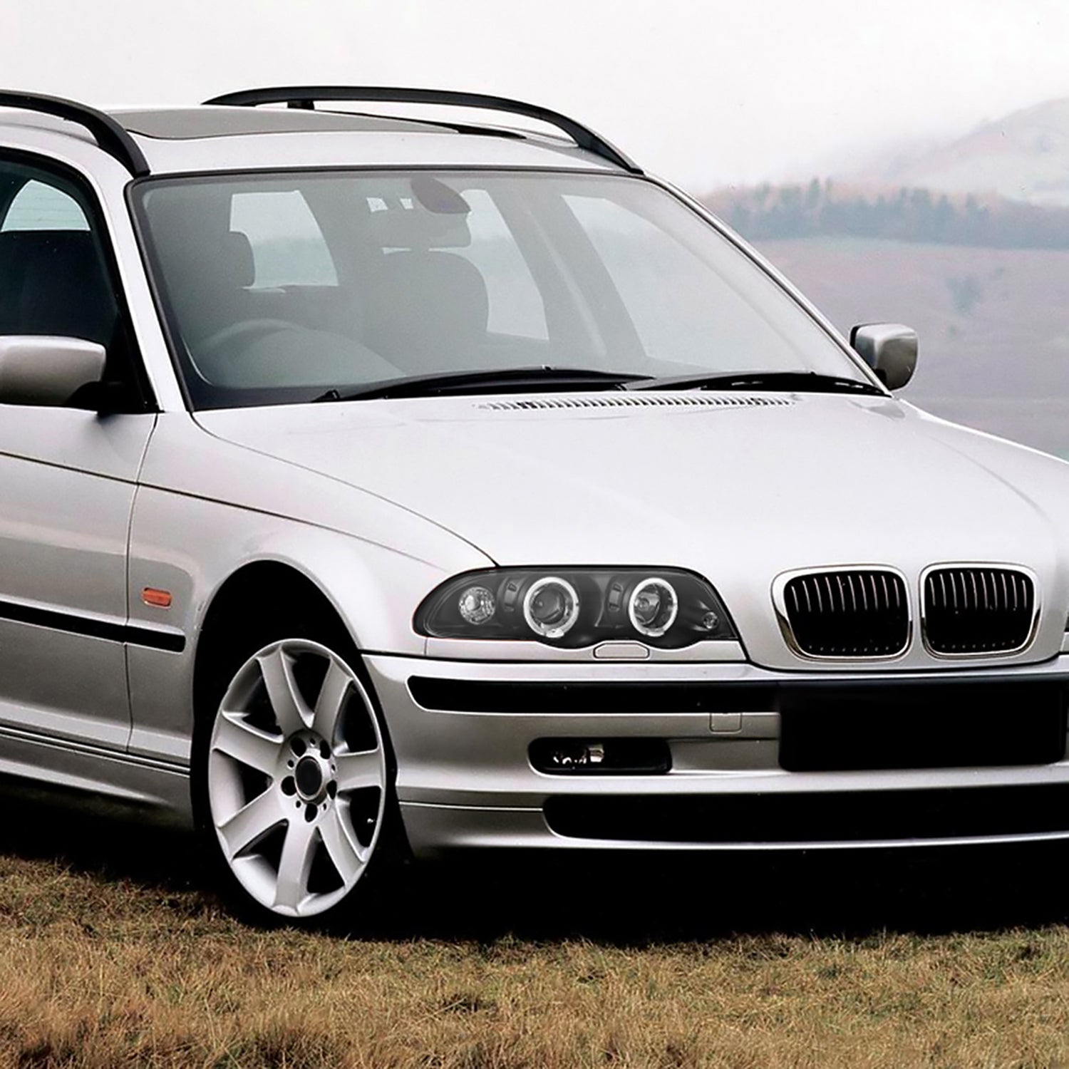 1999-2001 BMW E46 3 Series Sedan Dual Halo Projector Headlights Matt Black