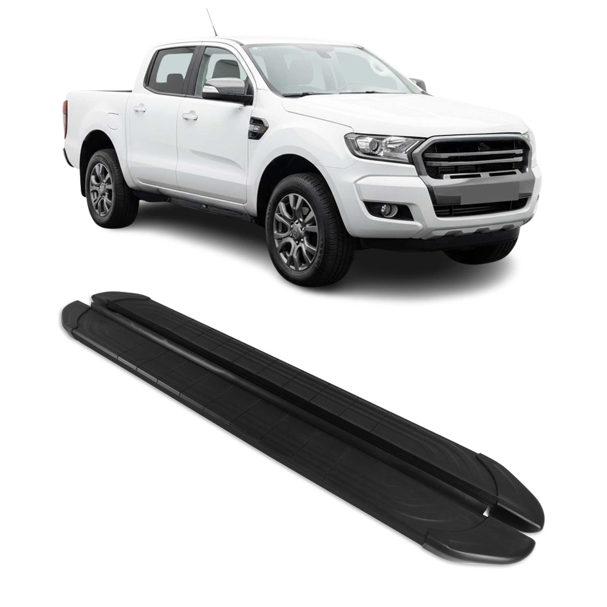 2019-2023 Ford Ranger Double Cab Running Boards Side Steps Black
