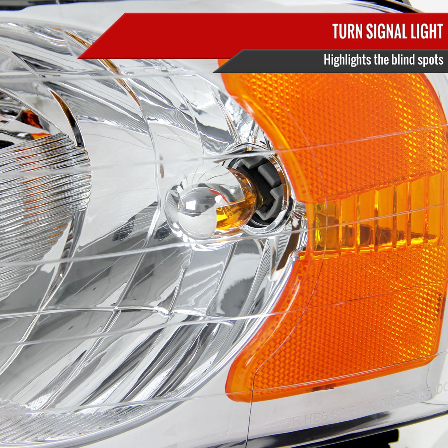 2002-2005 Dodge RAM 1500/ RAM 2500 3500 Headlights Amber Reflectors Chrome