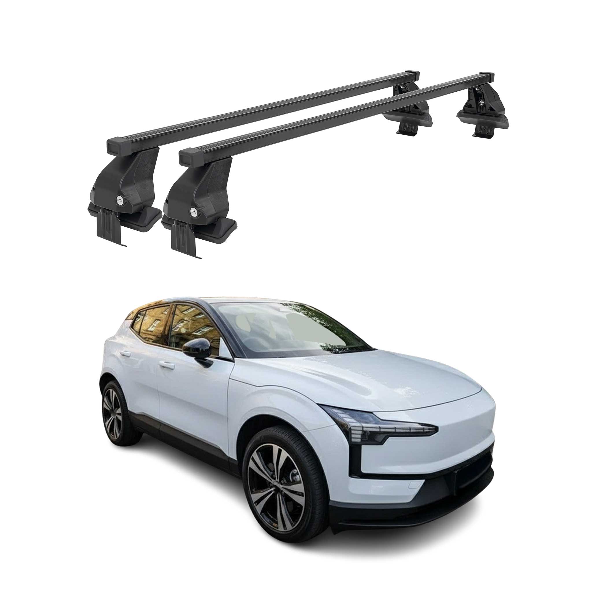 Top Roof Racks Cross Bars Luggage Carrier for Volvo EX30 2023-25 Steel Black 2x
