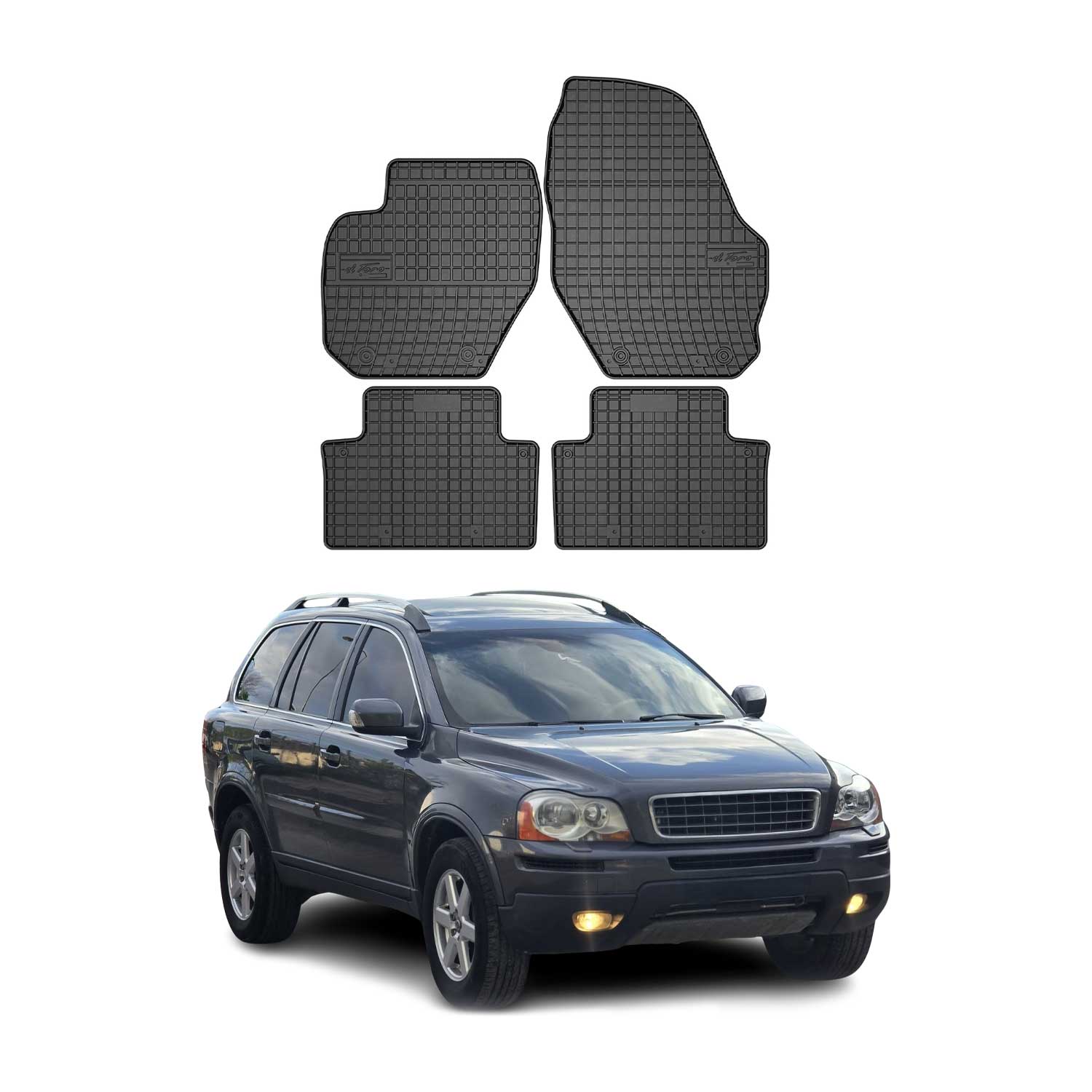 2002-2015 Volvo XC90 Floor Mats Liners Full Set All Weather Rubber Black